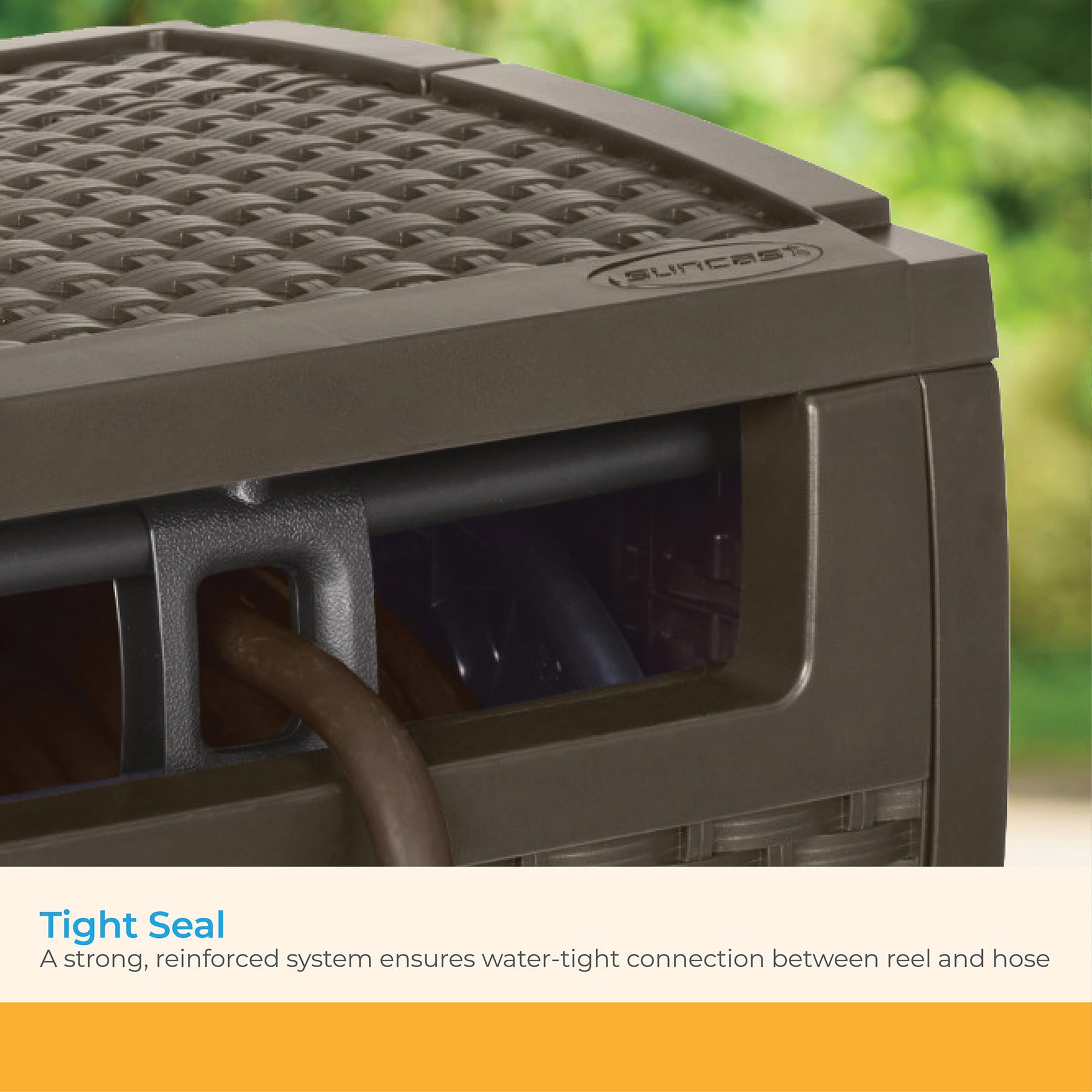 Suncast hose hideaway compact dimensions 23 by 23 by 18 inches fit small yards
