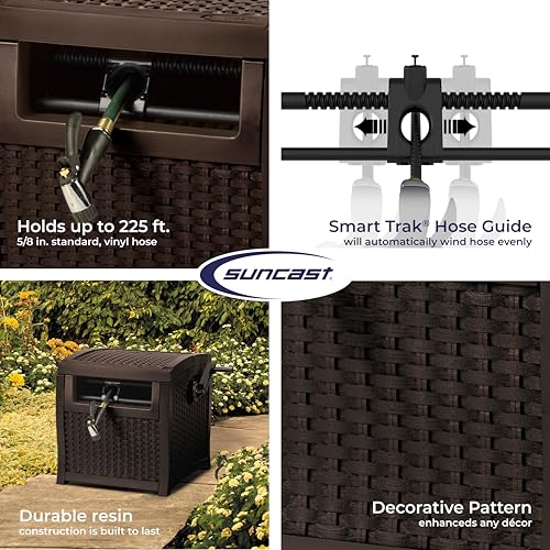 Suncast hose reel demonstrates a water-tight seal for leak-free operation.