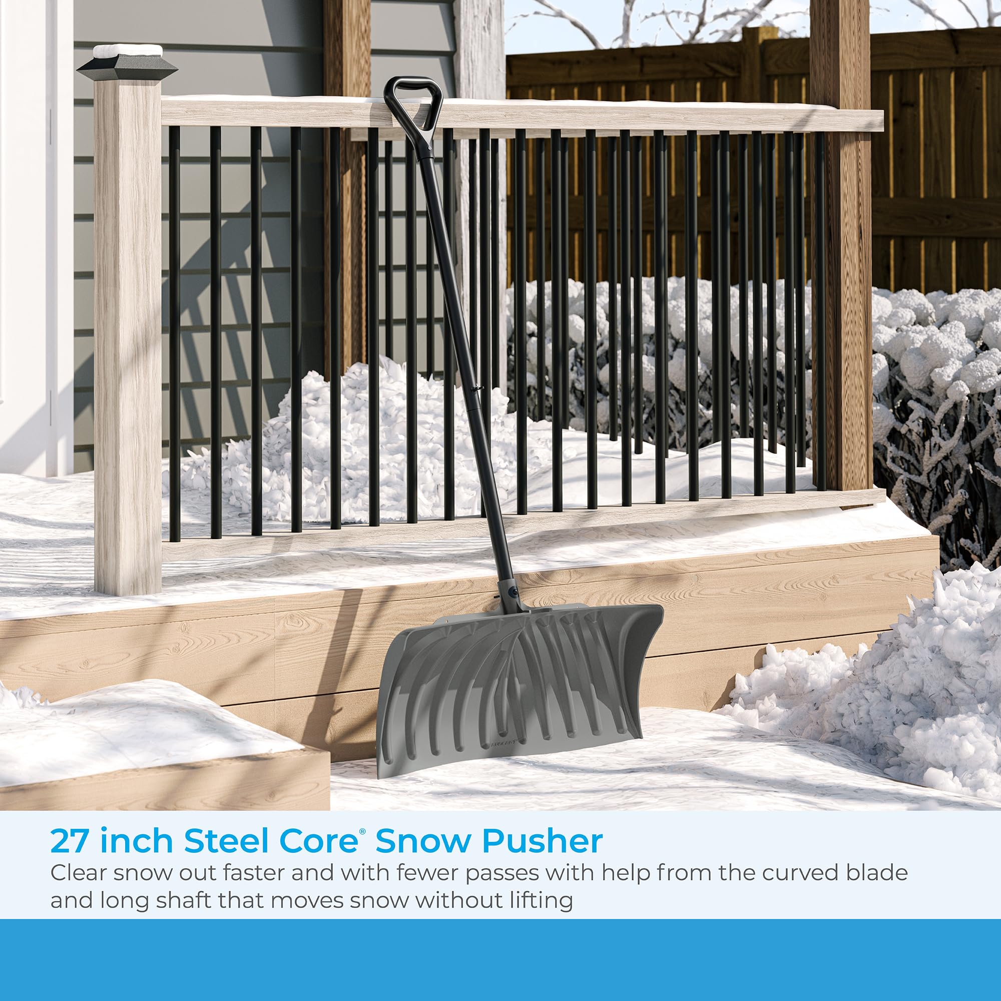 Suncast steel shaft with rust-resistant powder coat for lasting durability.