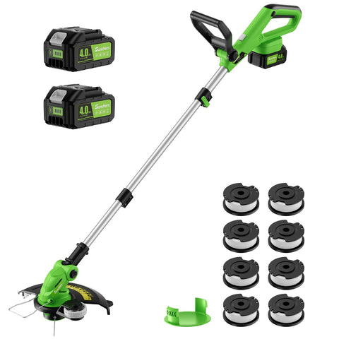 SUNCHERS 20V 12in cordless trimmer in action for thick growth