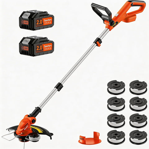 SUNCHERS 20V trimmer with 12-inch head and charger for easy yard care