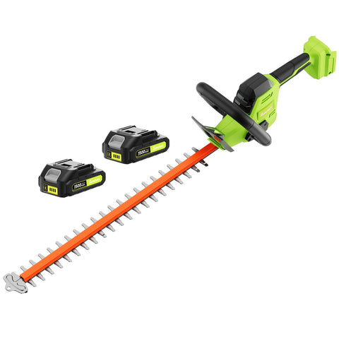 SUNCHERS hedge trimmer with 22-inch dual-action blade for precise pruning.