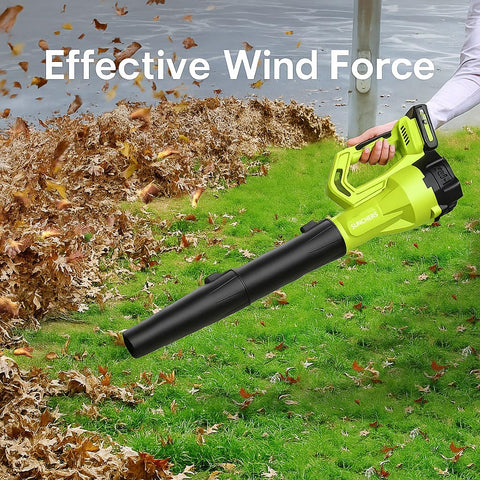 SUNCHERS ready-to-use cordless blower demonstrated for immediate outdoor cleaning