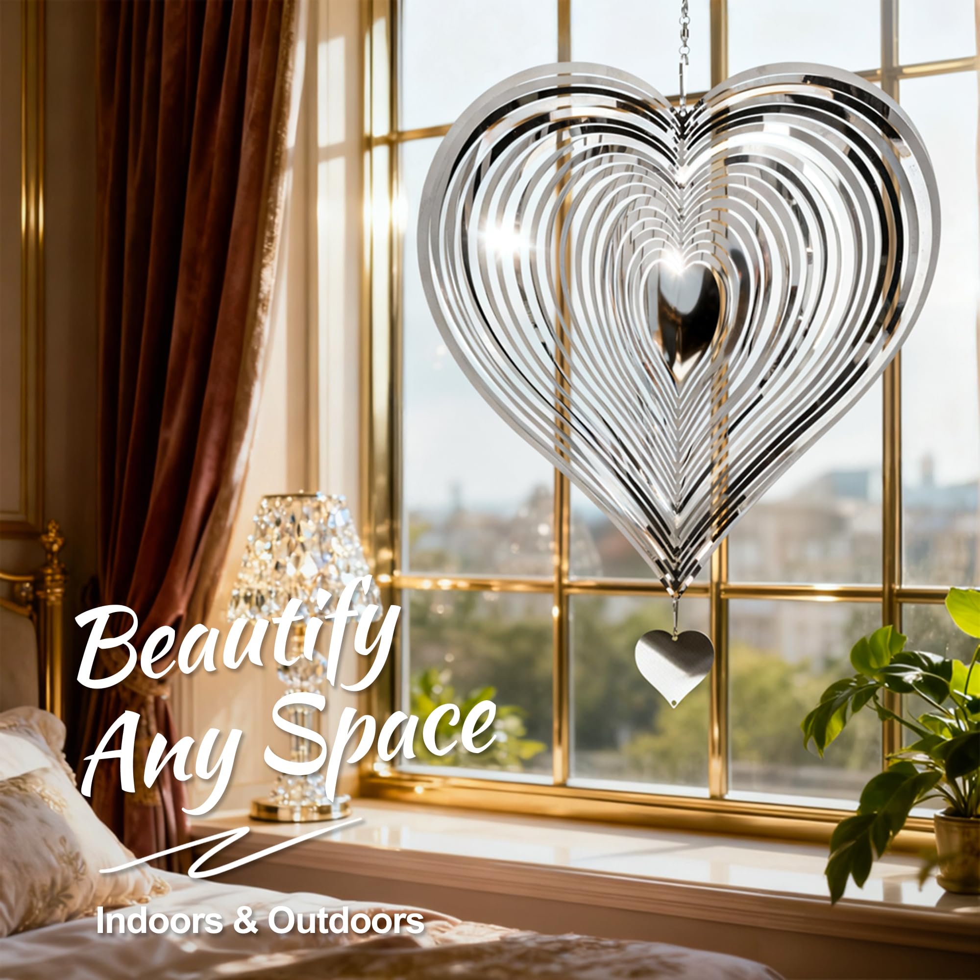 SUNCKET versatile display for indoor or outdoor use with rotating charm.