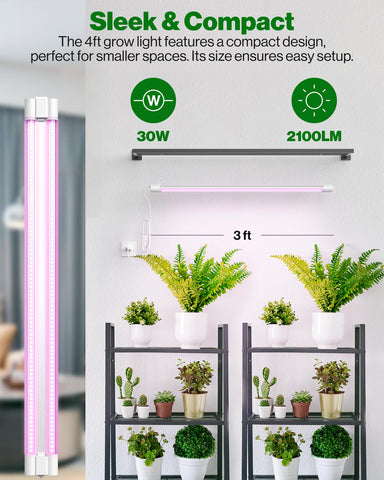Sunco 3ft grow light seed-start setup delivering even coverage