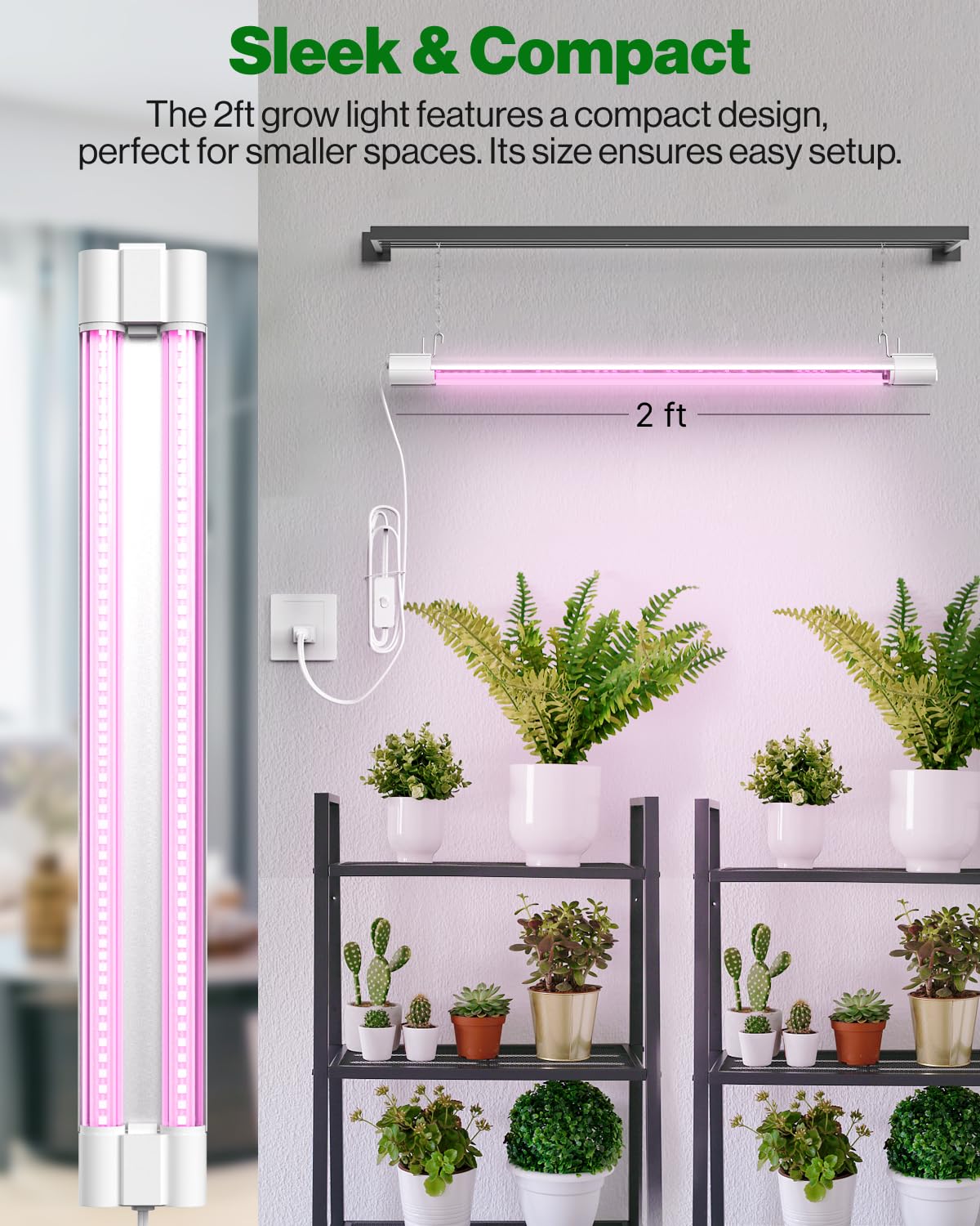 Sunco full-spectrum grow light provides even illumination for thriving seedlings.