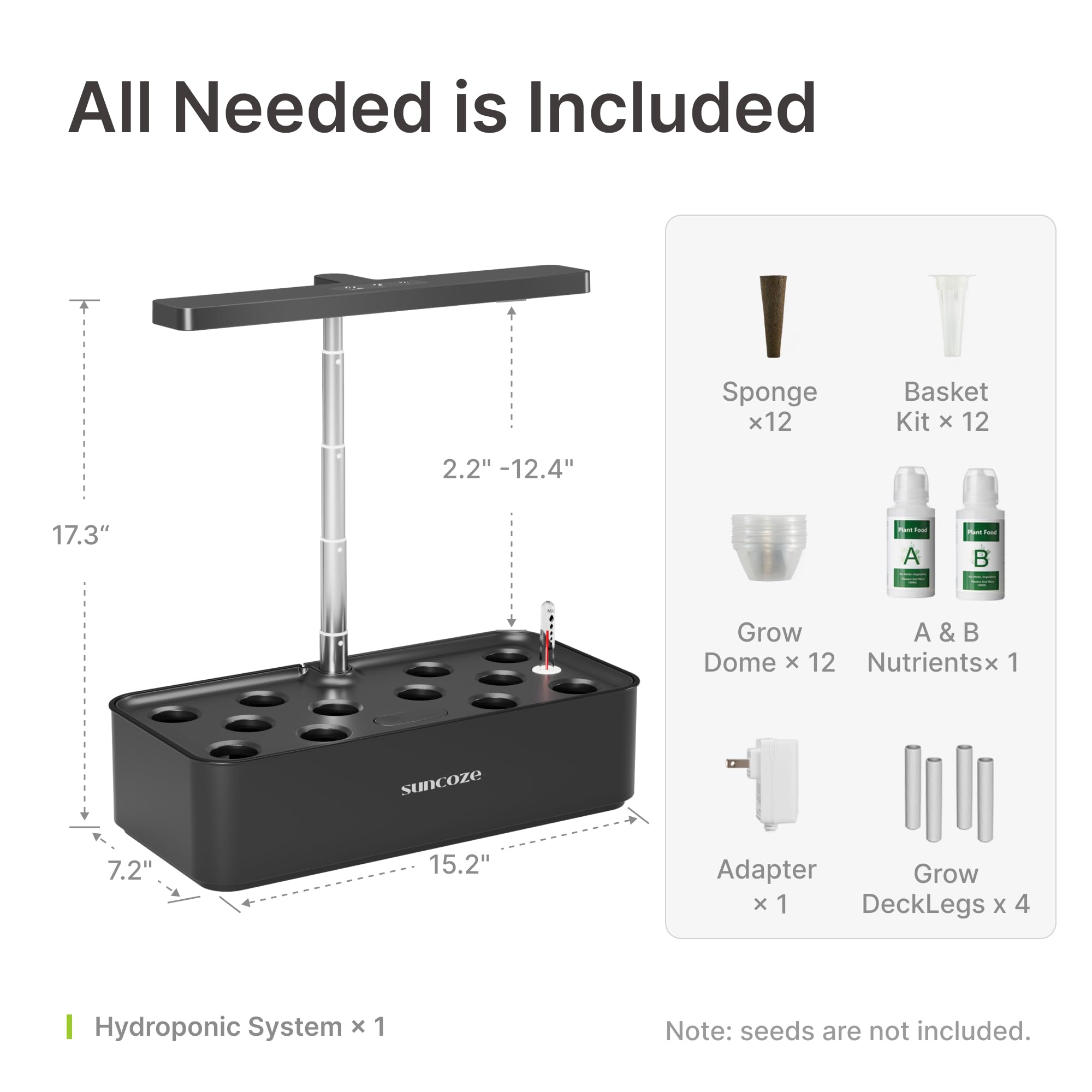 SUNCOZE flower/fruit mode guides herbs and fruiting plants for balanced light.