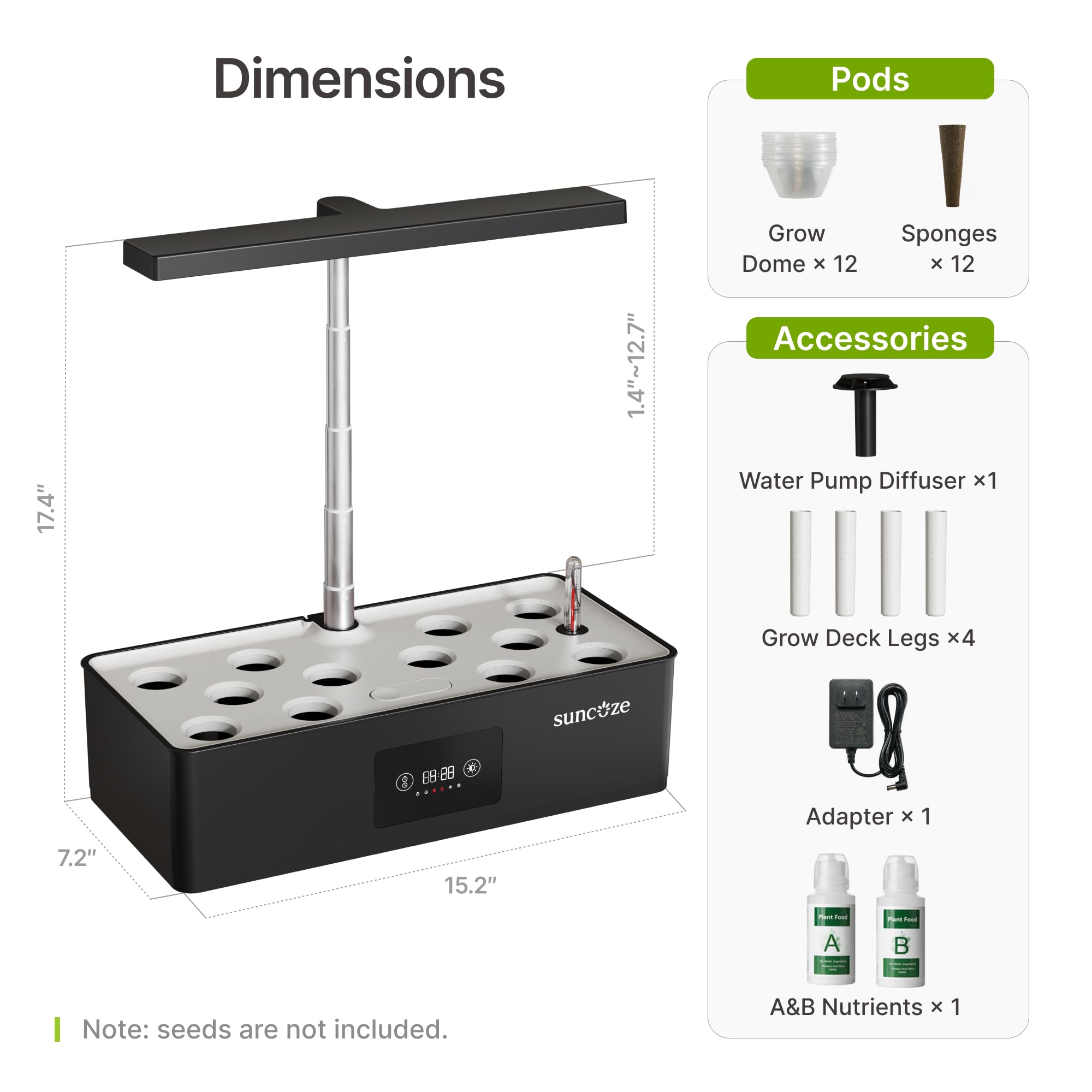 SUNCOZE gift-ready hydroponics kit for beginners