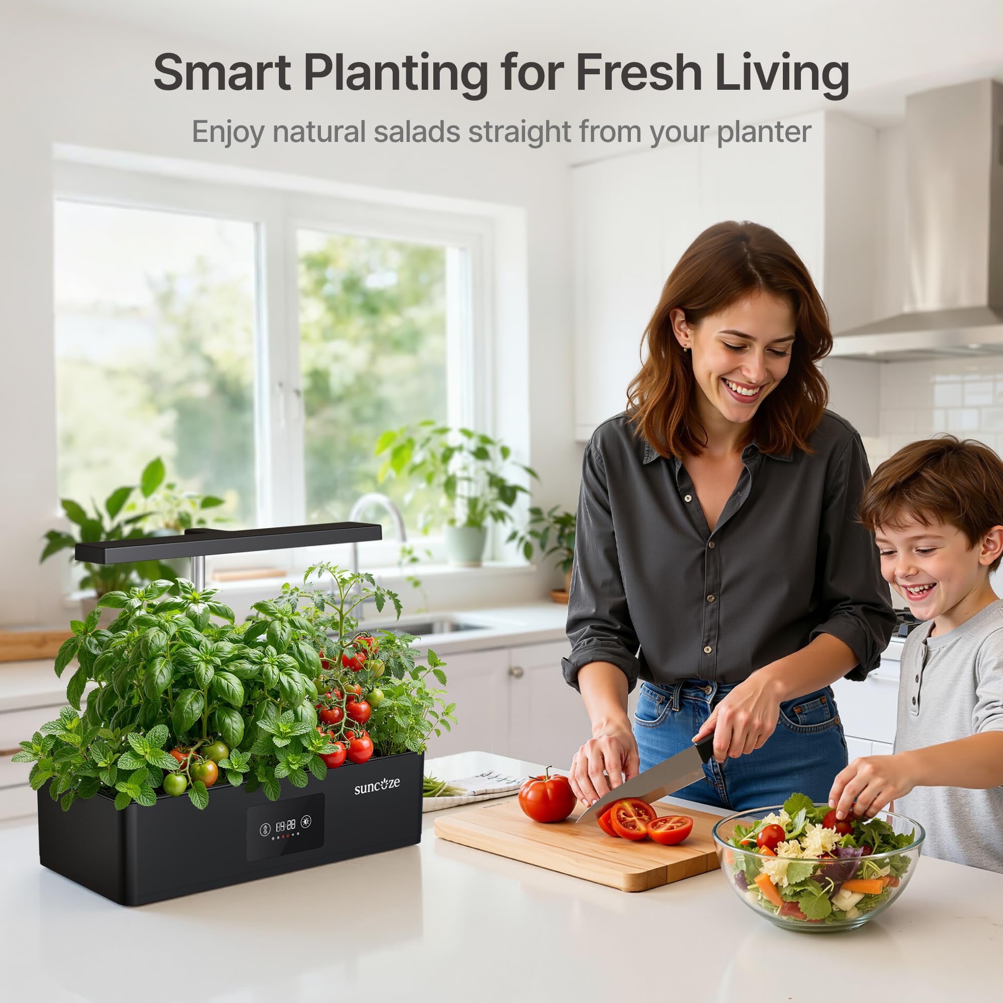 SUNCOZE kitchen counter garden displaying fresh herbs