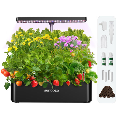 SUNCOZE plant sponges and nutrients included for ready-start growing.