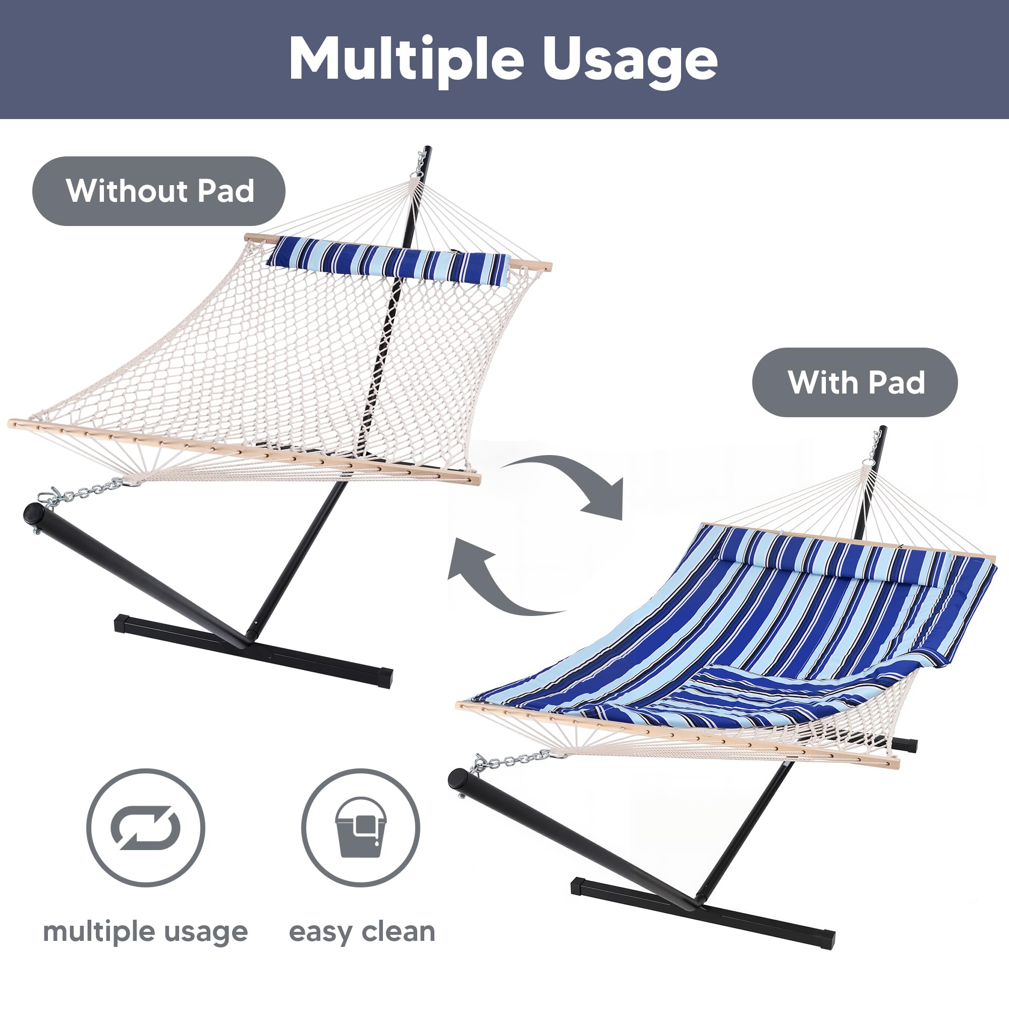 SUNCREAT 52-inch hardwood spreader bar adds style and stable support.