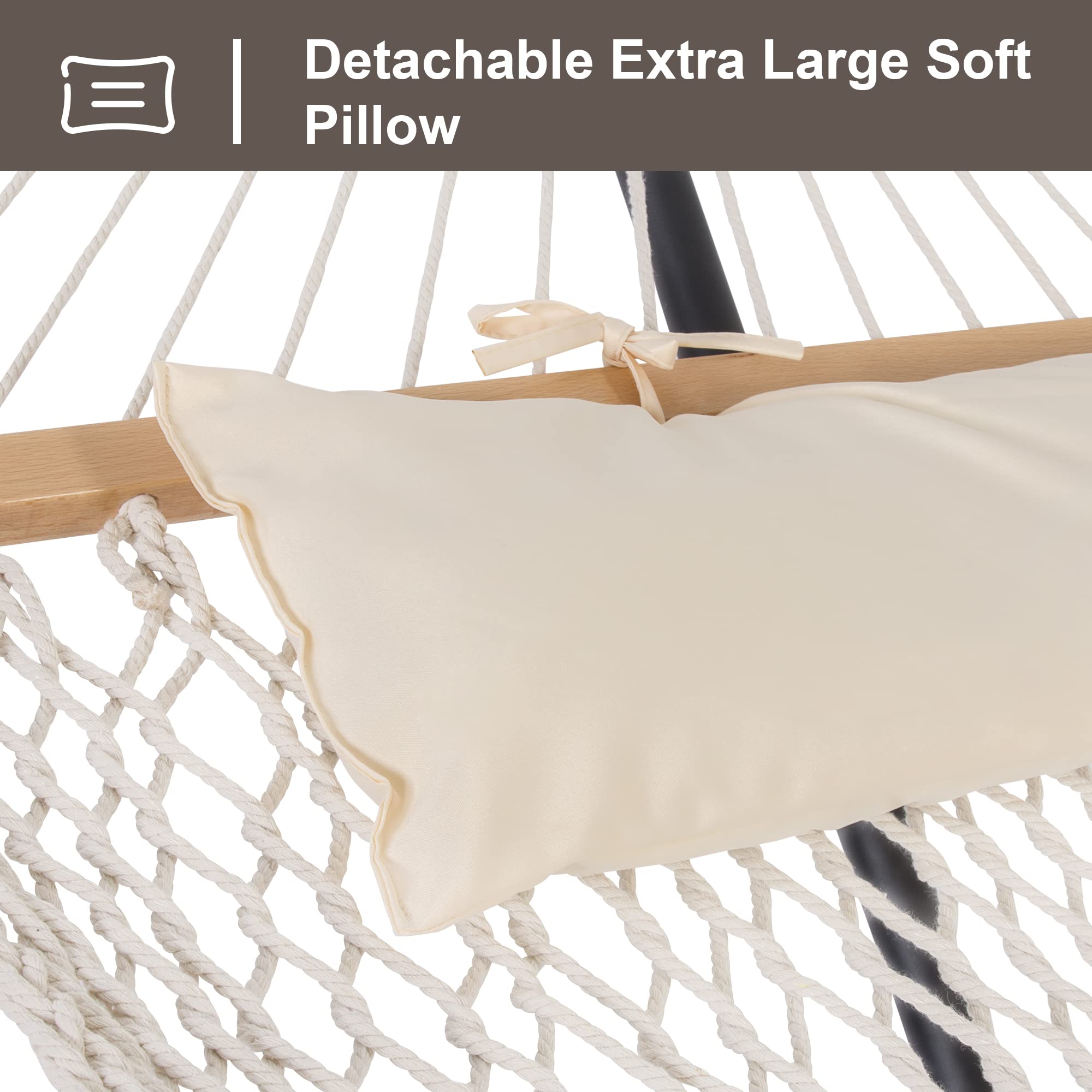 SUNCREAT hardwood spreader bar 55 inches adds stability for relaxed lounging.