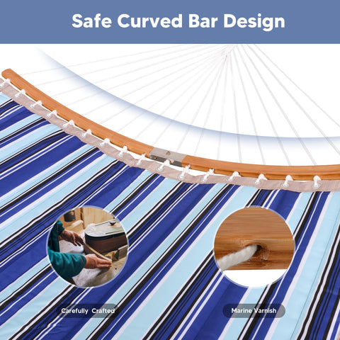 SUNCREAT curved spreader bar with marine varnish adds weather resistance.