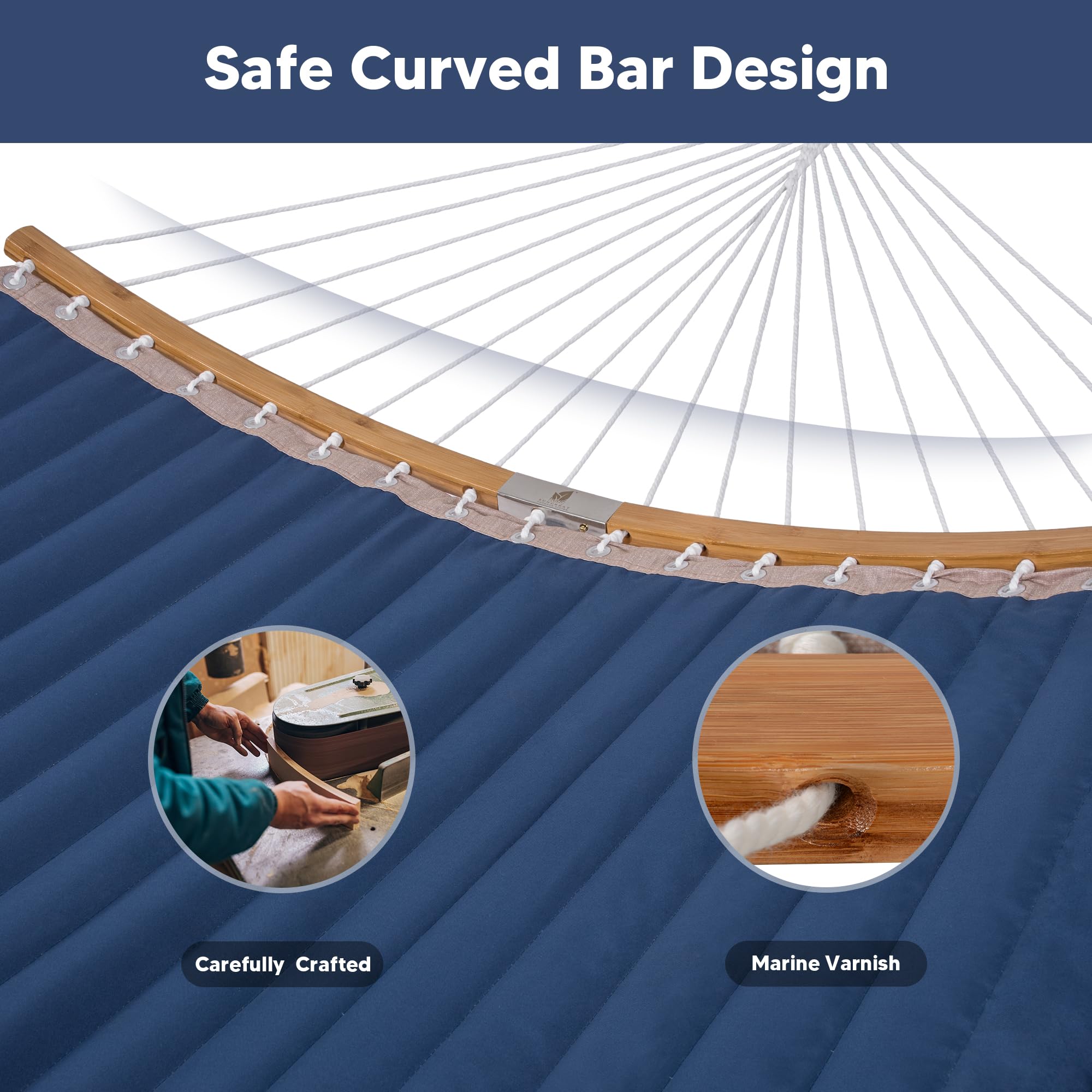 SUNCREAT curved spreader bar highlights stylish, weather-resistant design.