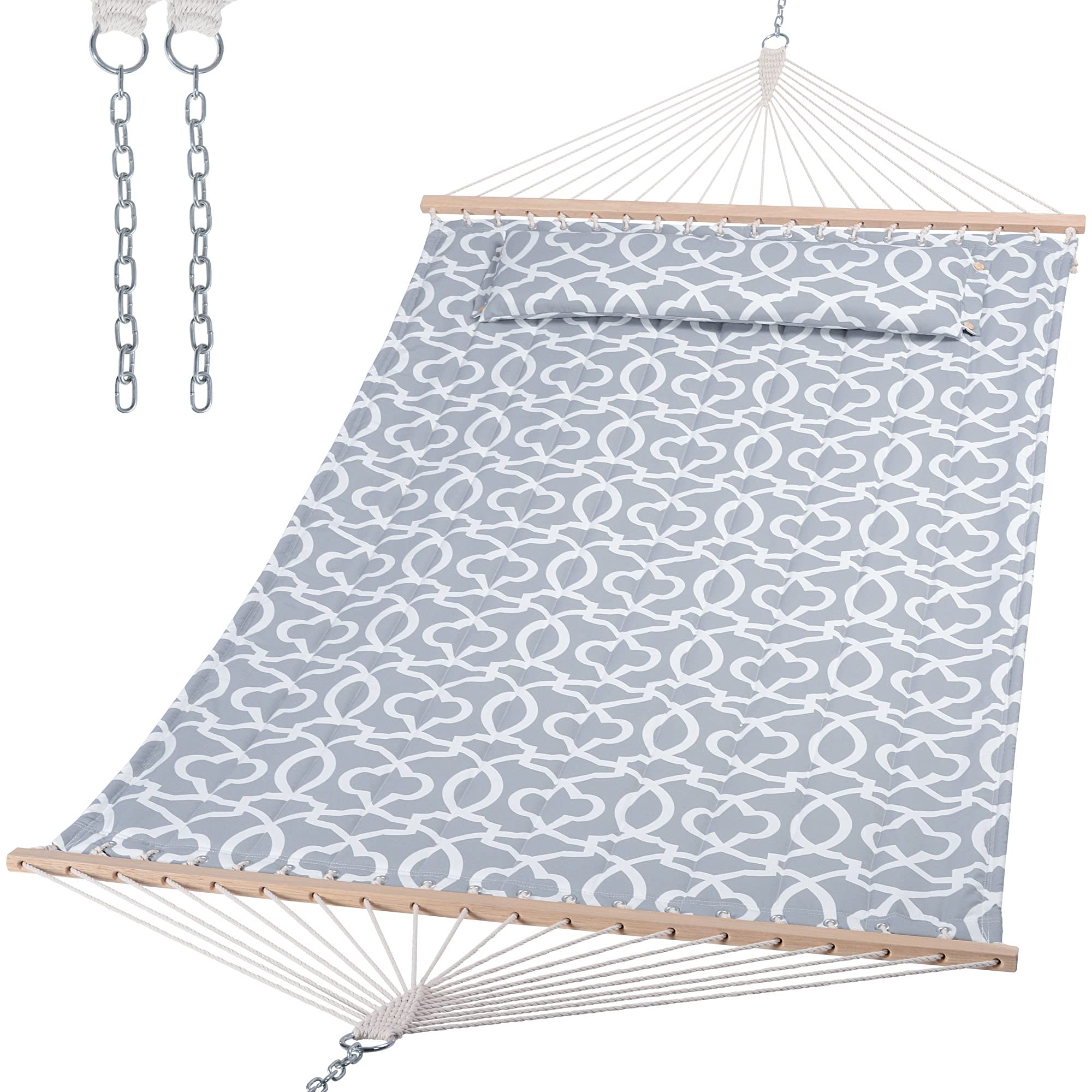 SUNCREAT hammock with double quilting for a cozy outdoor lounge.