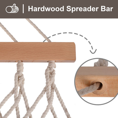 SUNCREAT extra-large hammock bed offers ample space for two adults.
