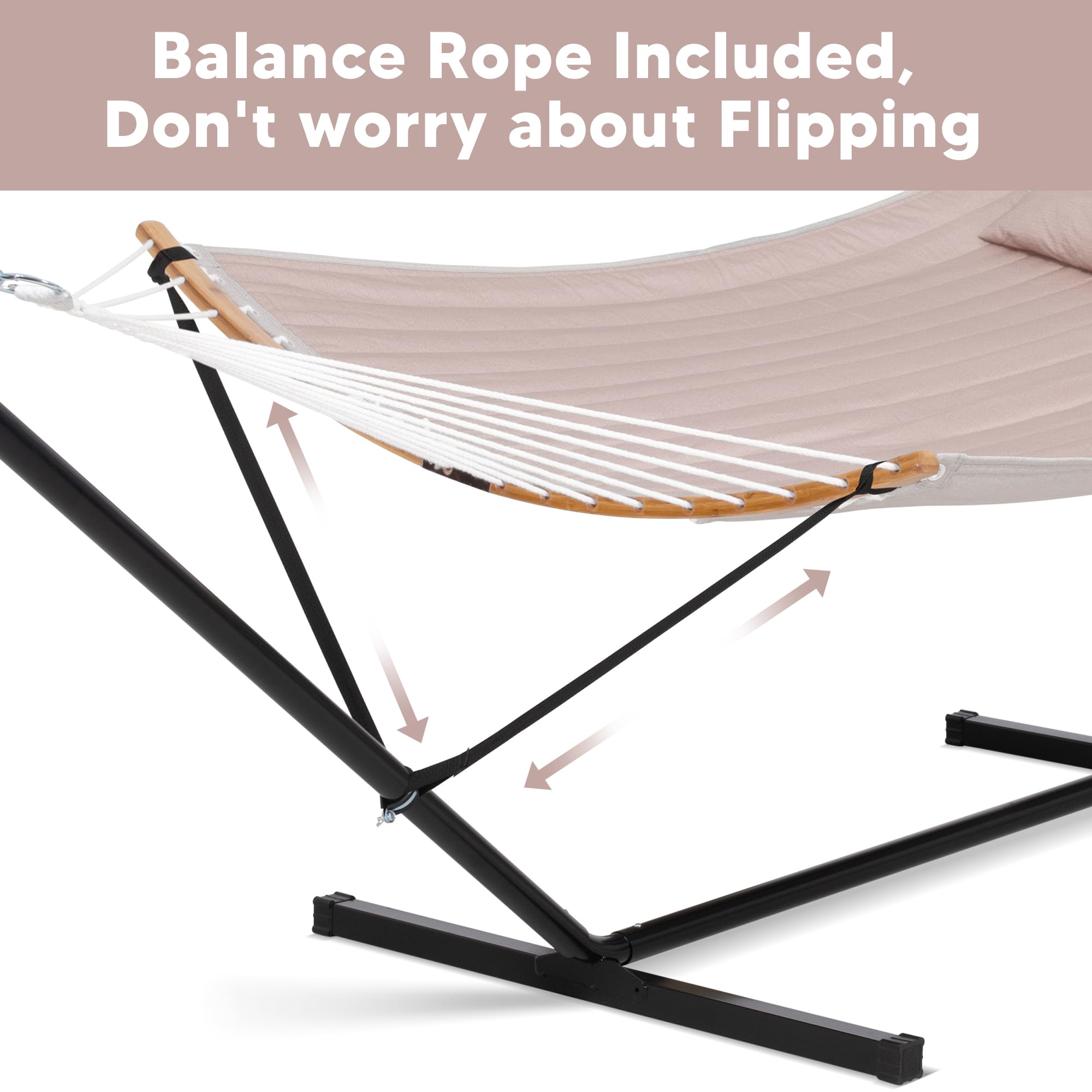 SUNCREAT extra-large hammock bed measures 74-8 by 55-1 inches for shared relaxation.