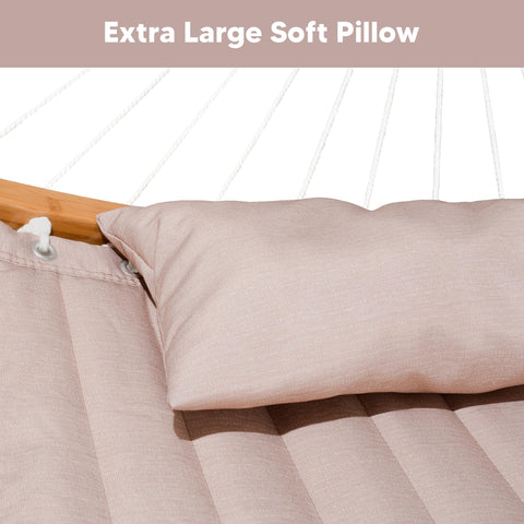 SUNCREAT extra-large pillow adds plush comfort for long rests outdoors.
