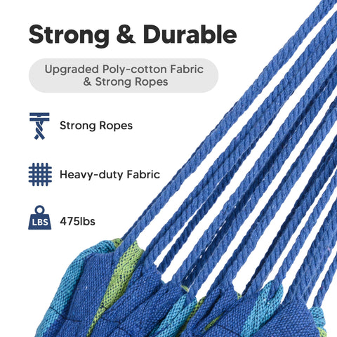 Suncreat braided poly-cotton rope ends provide durable support and longer life.