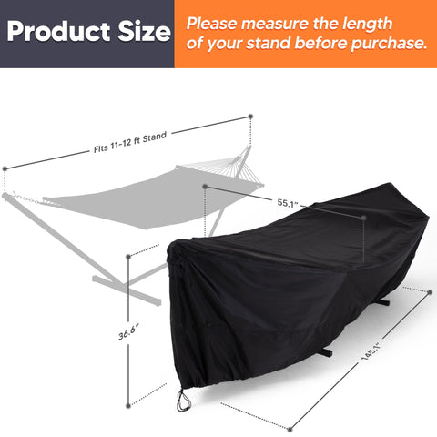 SUNCREAT hammock cover secured for storms with reinforced fit