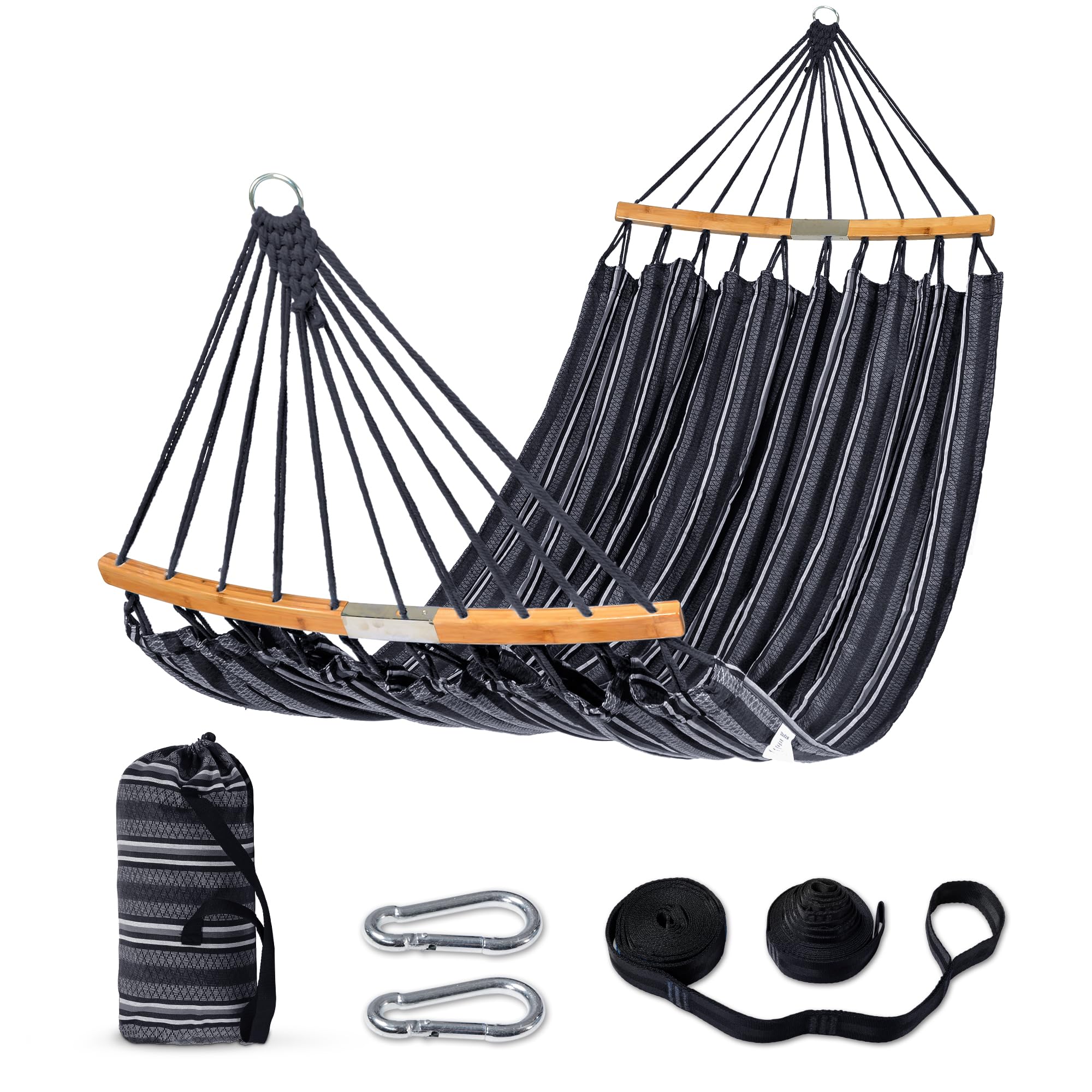 SUNCREAT Hammock with curved spreader bar for stable outdoor lounging