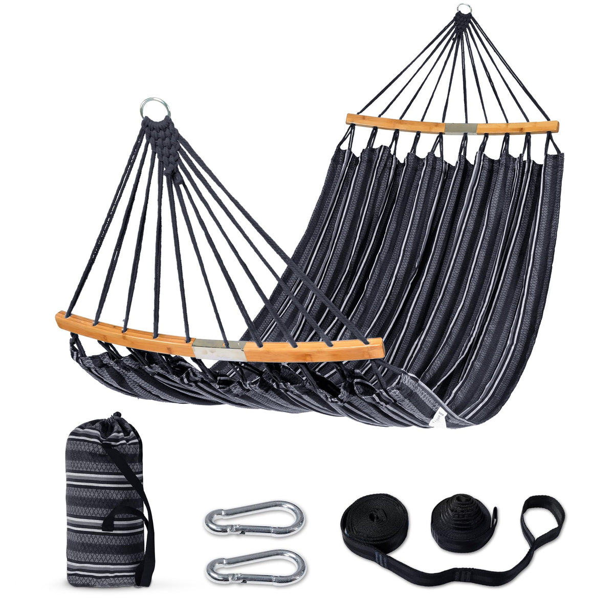 SUNCREAT Hammock with curved spreader bar for stable outdoor lounging