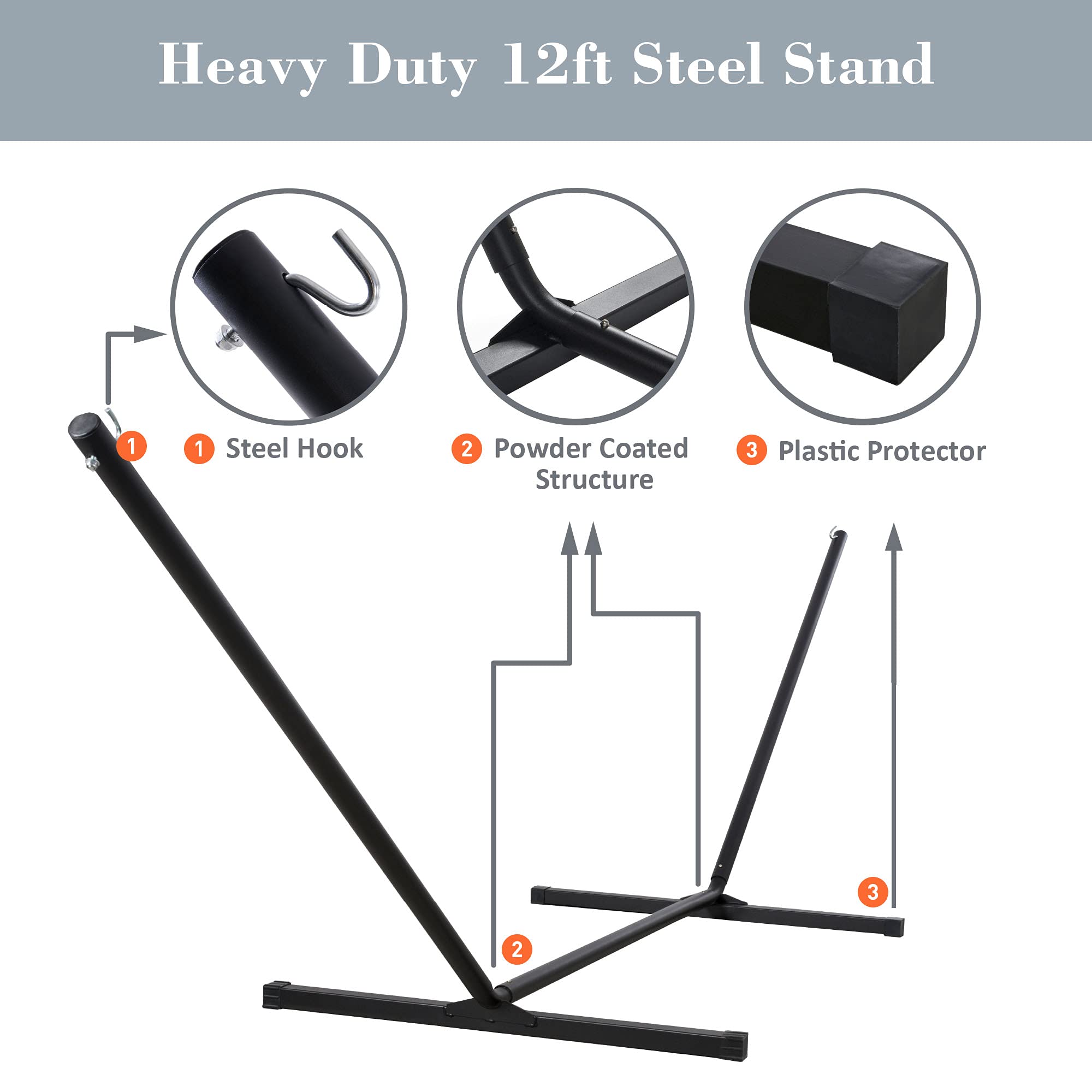 Suncreat freestanding 12 ft stand is sturdy and powder coated