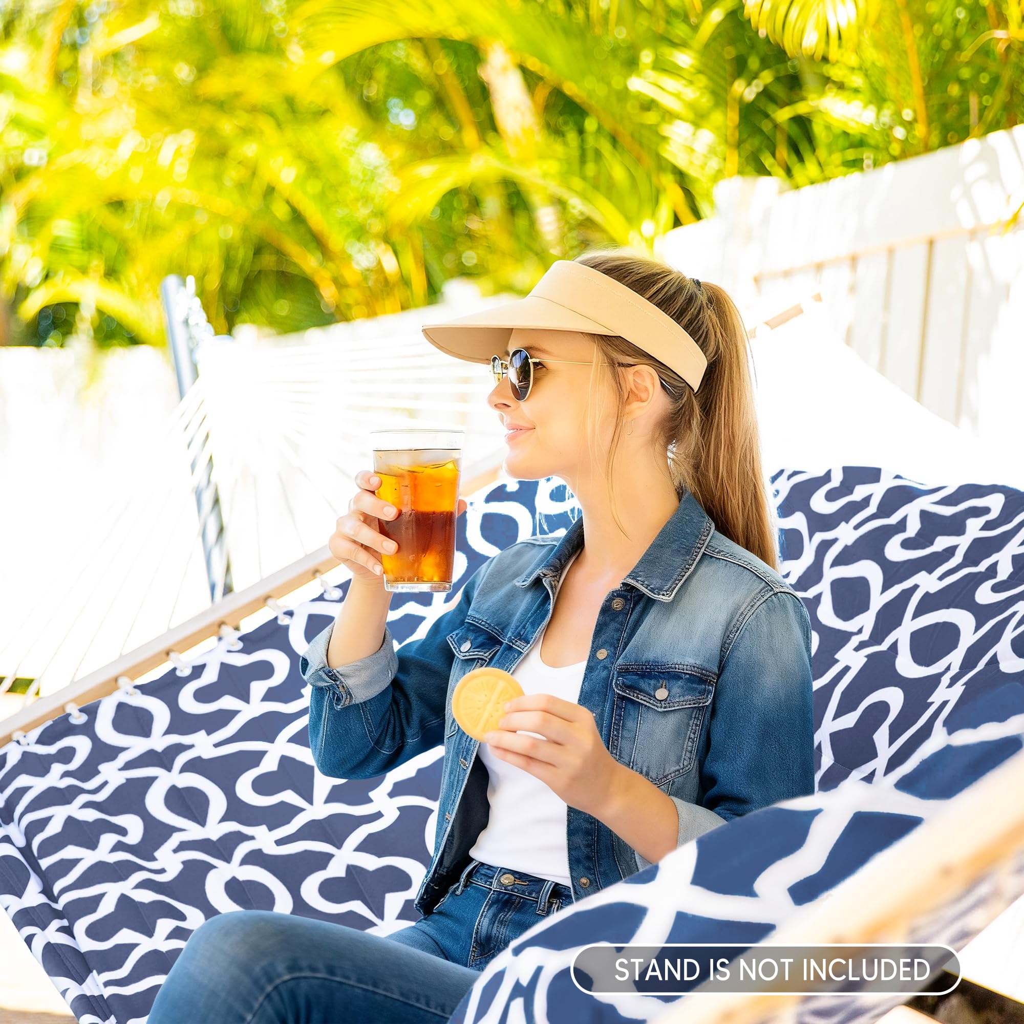 SUNCREAT hammock with soft head pillow enhances comfort for camping or backyard use.