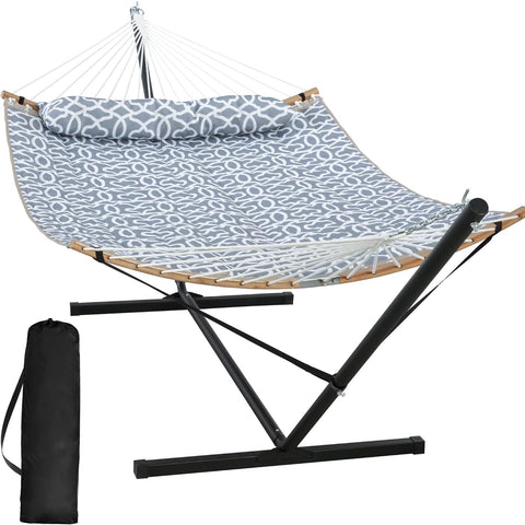 Suncreat hammock with stand offers easy outdoor placement