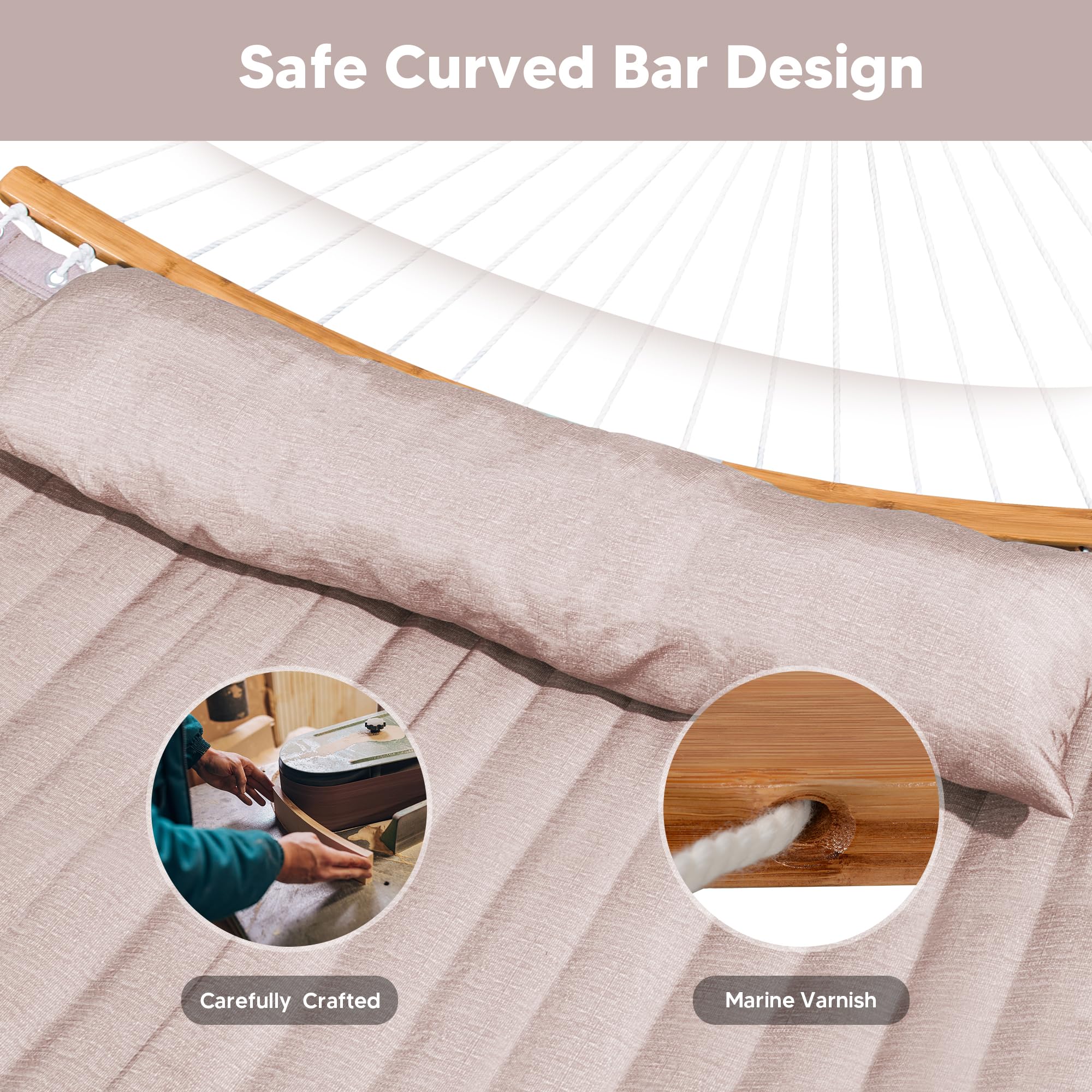 SUNCREAT handwoven rope system delivers durable support and classic look.