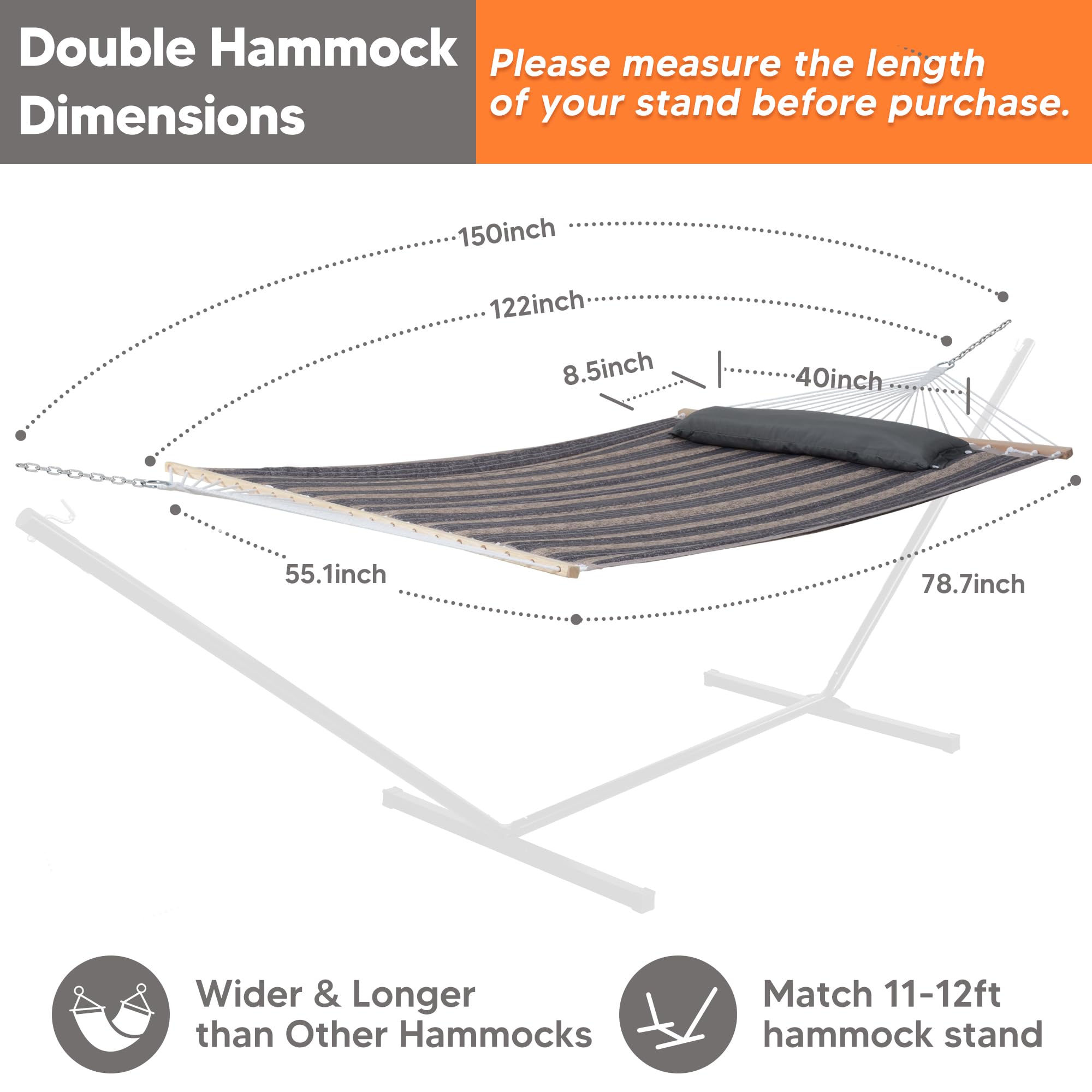 SUNCREAT two-person hammock supports up to 475 lbs for shared comfort.