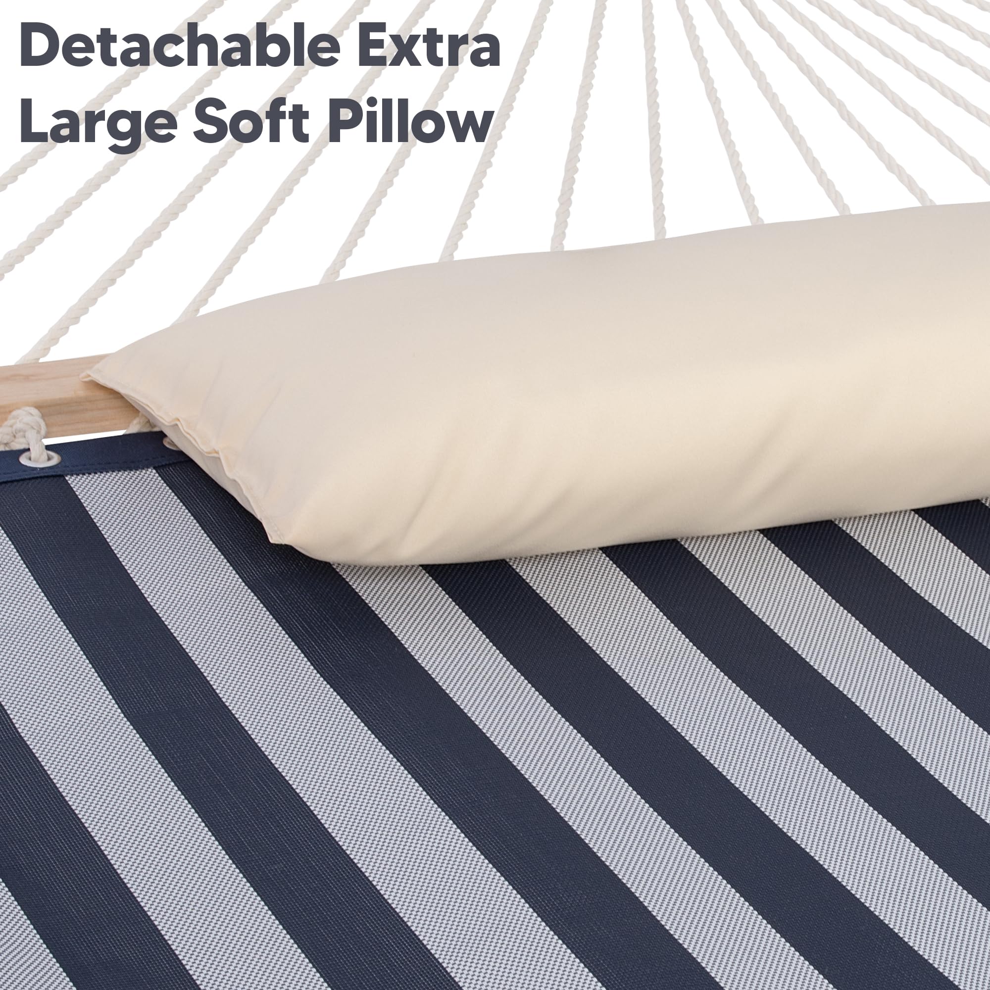 SUNCREAT polyethylene head pillow provides cushioned headrest for long outdoor rests.