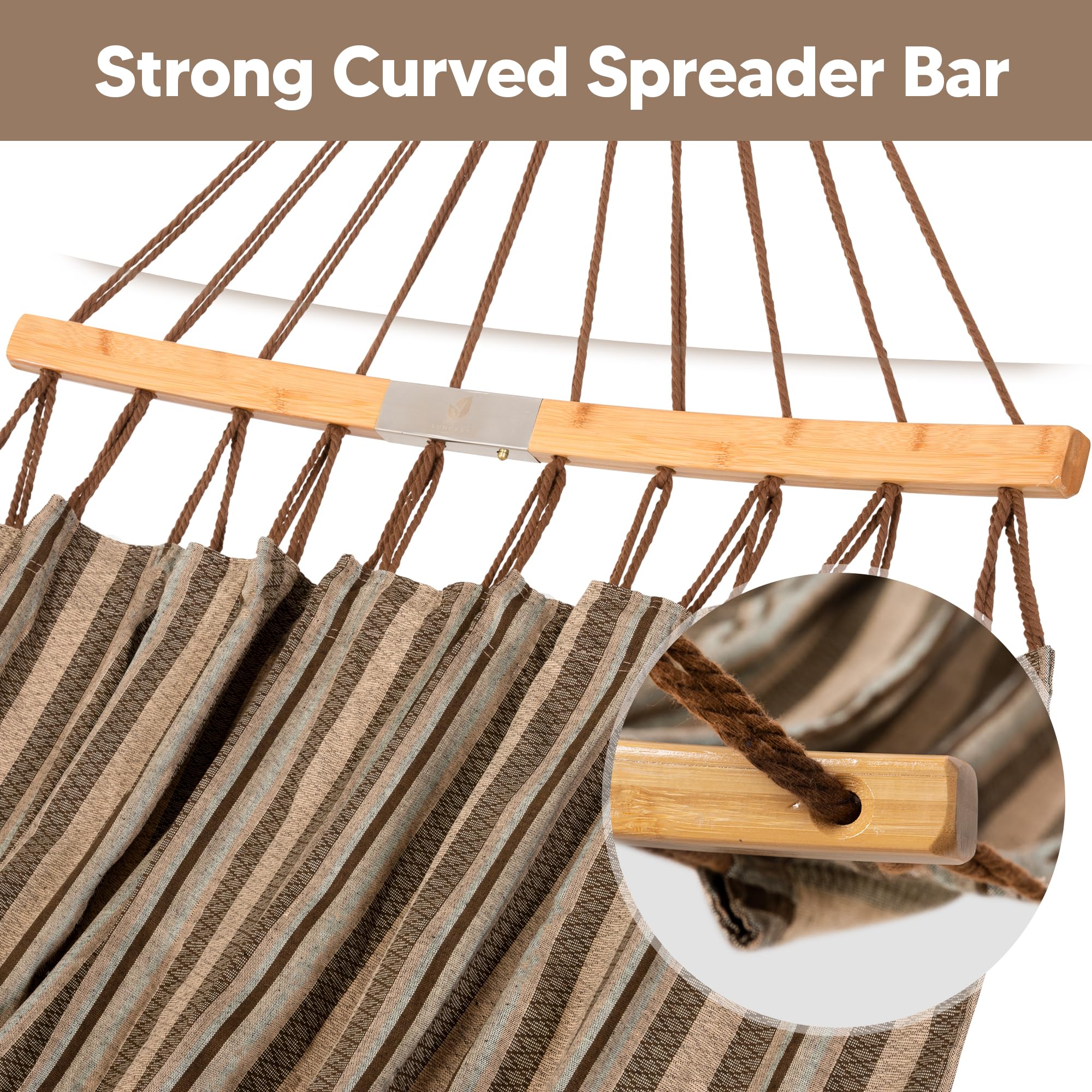 SUNCREAT tree straps enable fast, secure hanging on trees or posts.