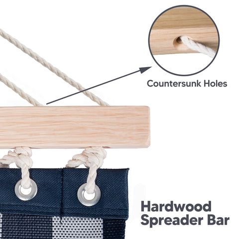 SUNCREAT two-person hammock bed dimensions enable comfortable seating for two.
