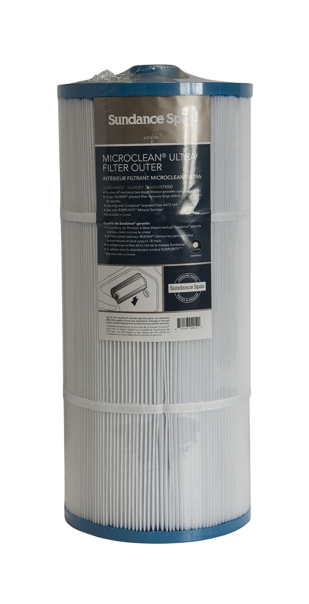 Sundance MicroClean Ultra outer filter close-up showing durable pleated media for clean spa water.