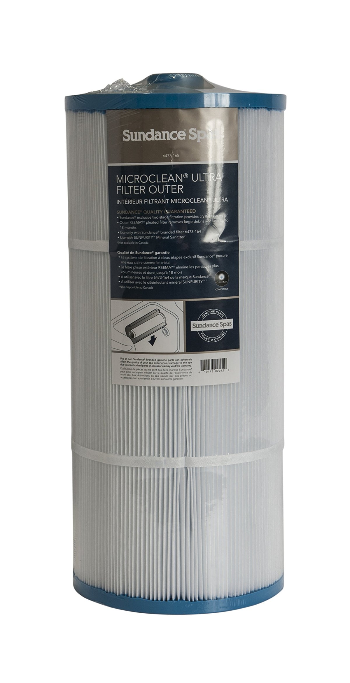 Sundance MicroClean Ultra outer filter close-up showing durable pleated media for clean spa water.