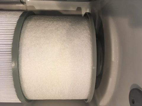 Sundance Microclean I filter for spa 850-series demonstrates easy replacement routine.