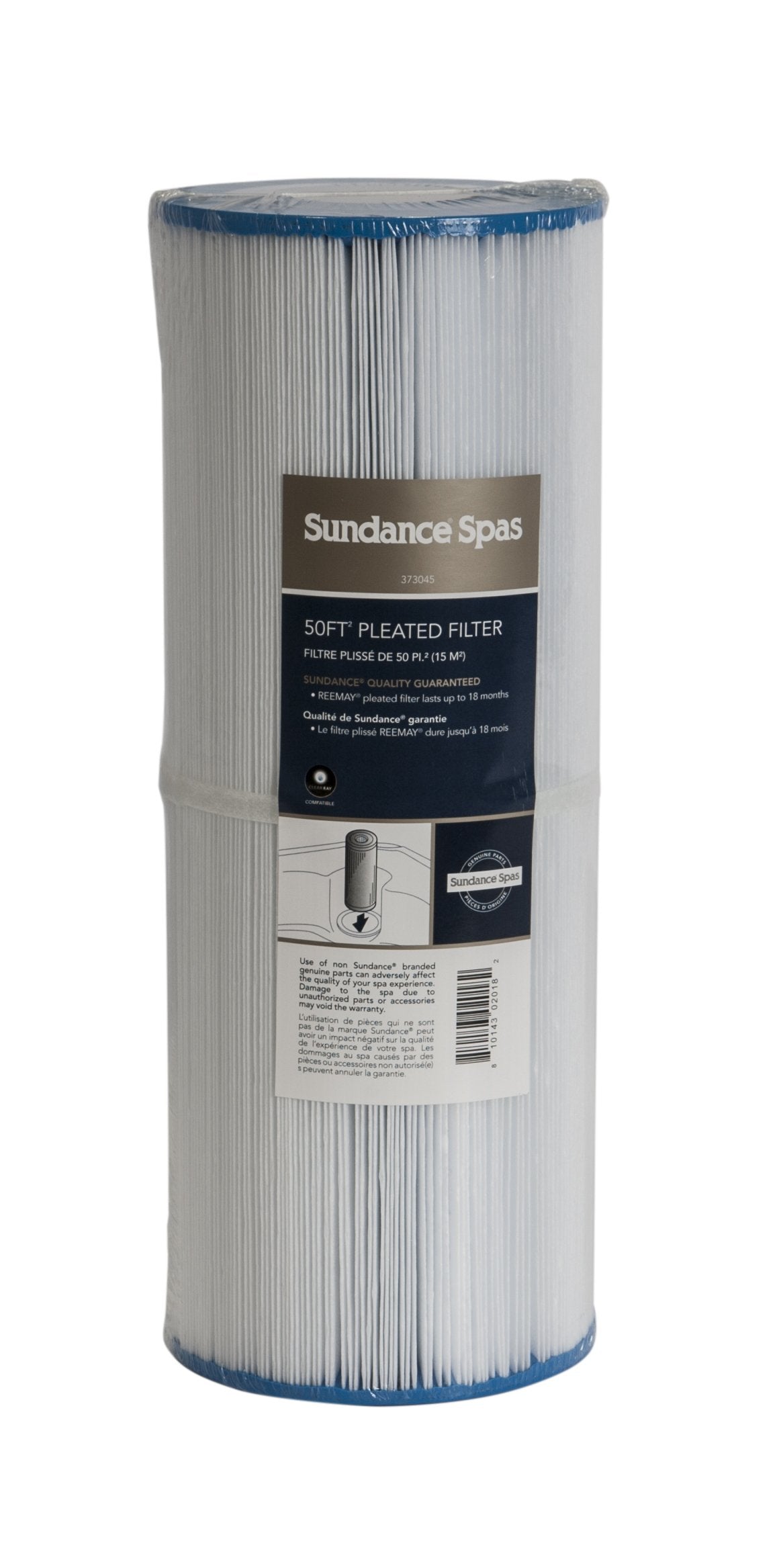 Sundance Spas 50ft filter front view with pleated media for efficient filtration