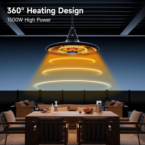 Sundate Hanging Heater indoor use suitable for garages and rooms.