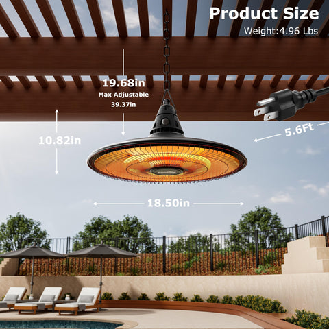 Sundate Hanging Heater outdoor use for patios and courtyards.
