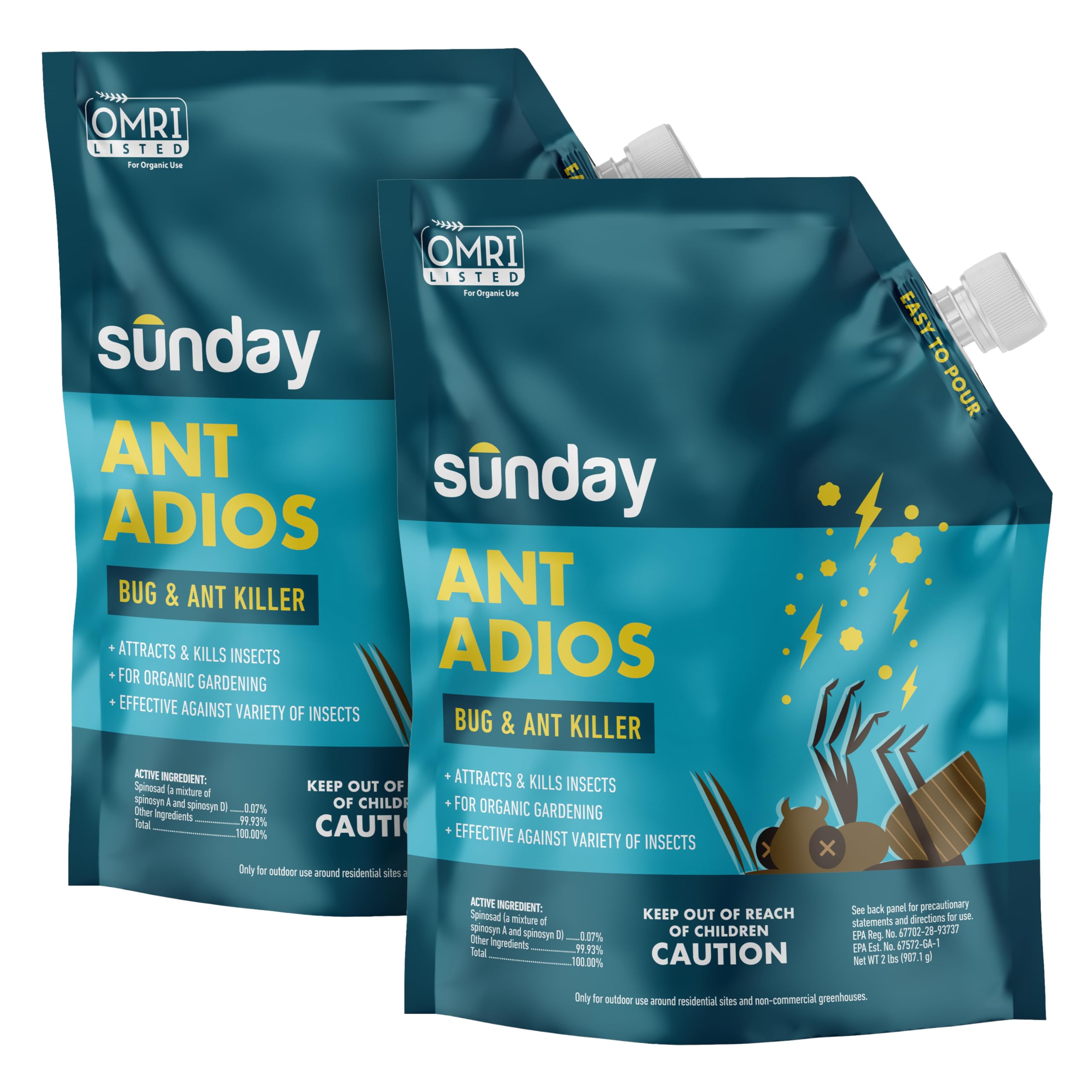 Sunday Ant Adios bag for exterior pest control up to 4,000 sq ft.