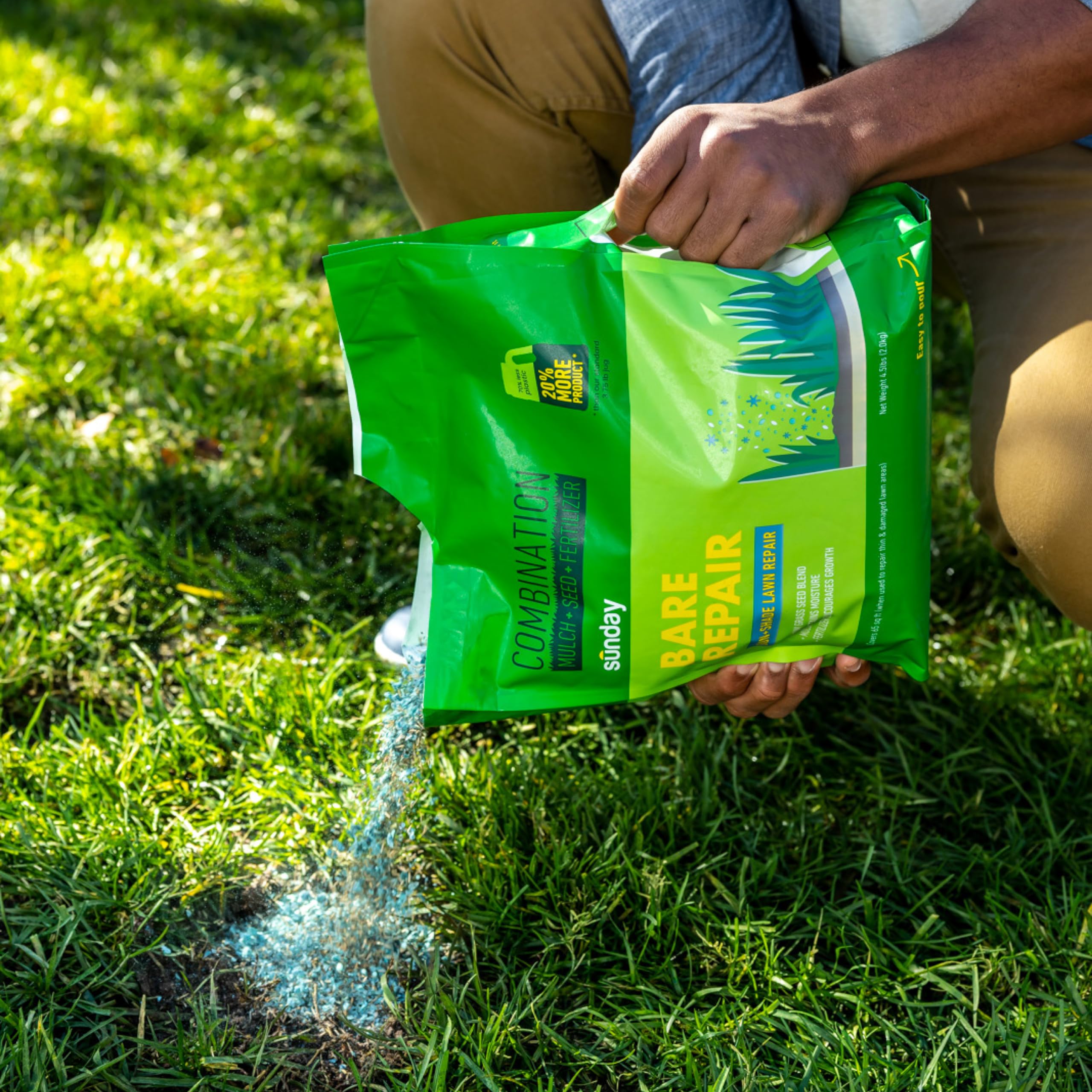 SUNDAY Bare Repair helps your lawn look revitalized in about 14 days with proper care.