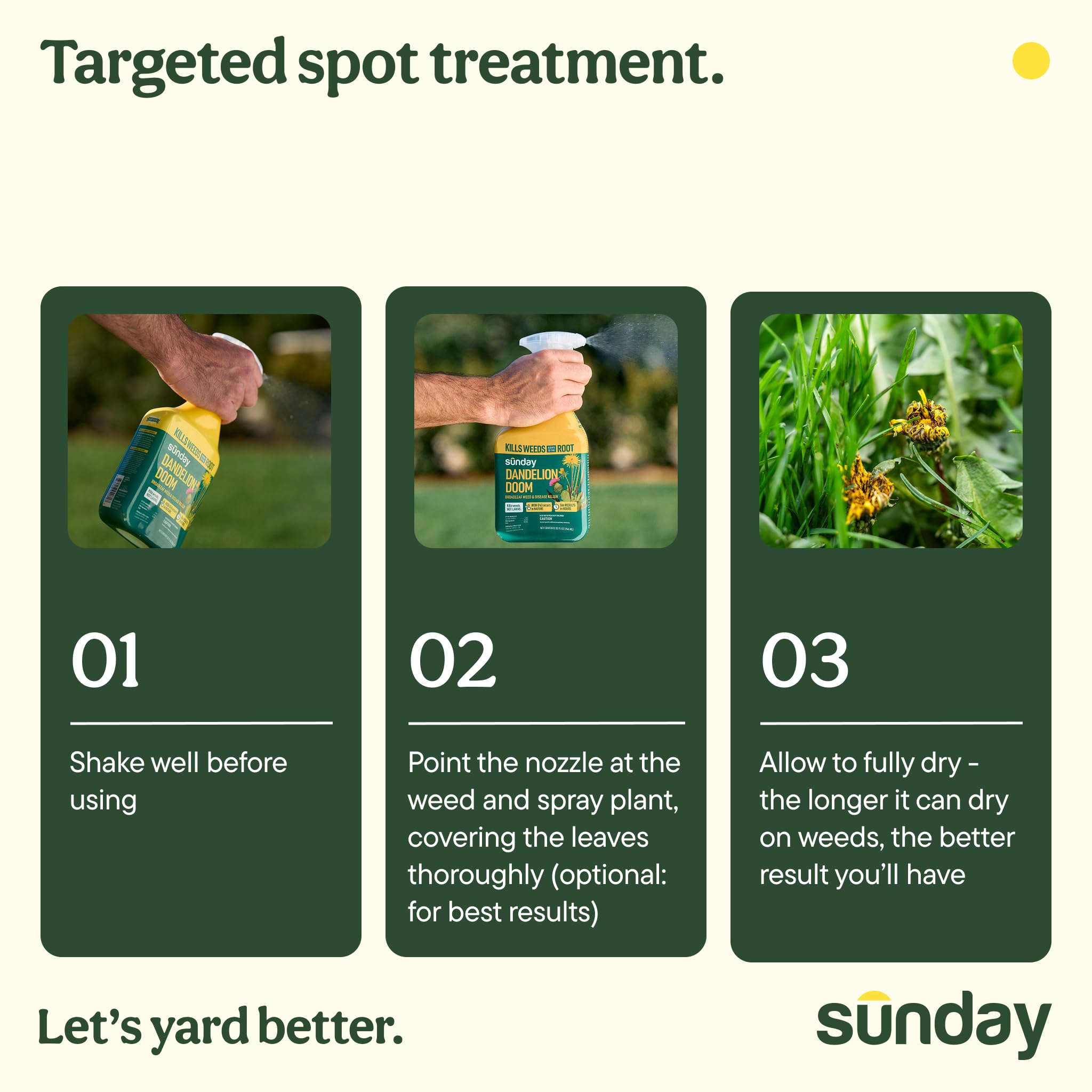 SUNDAY Dandelion Doom covers up to 100 sq ft for targeted control