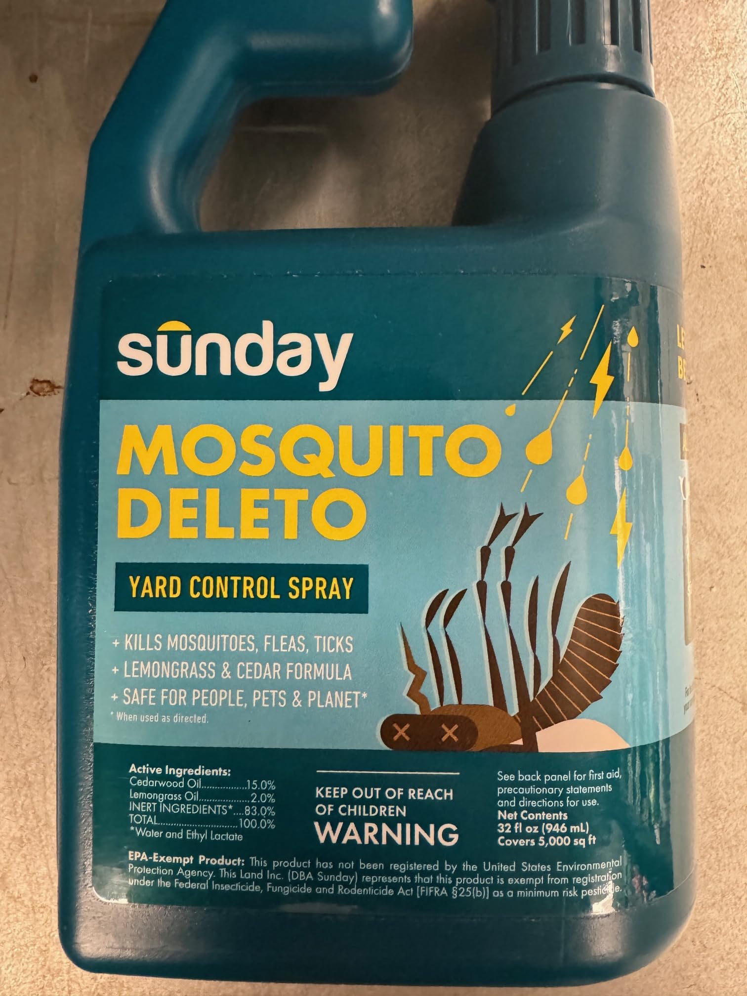 Sunday Mosquito Deleto ongoing protection through regular reapplication