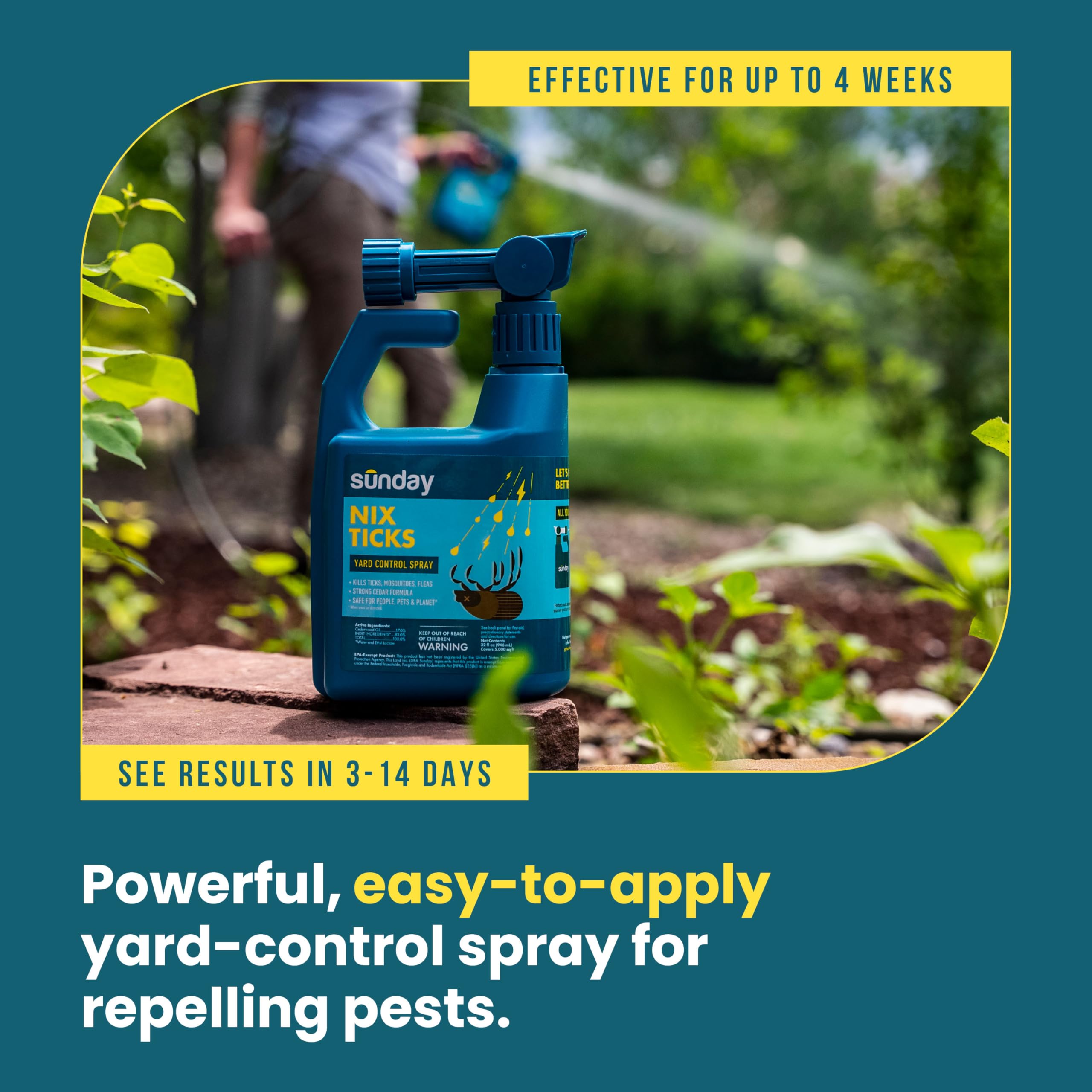 SUNDAY Nix Ticks helps control mosquitoes for outdoor comfort.