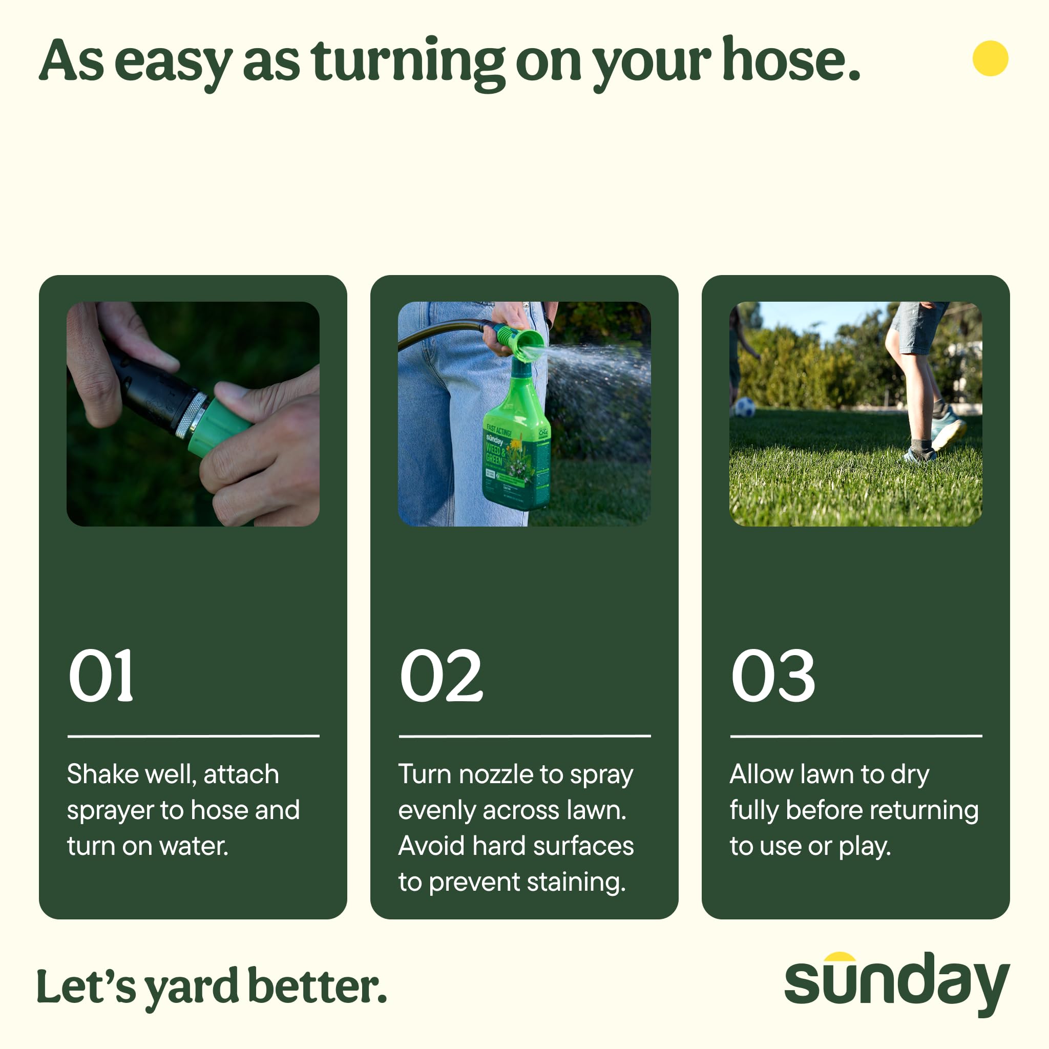 SUNDAY Weed & Green helps control lawn diseases like dollar spot and rust