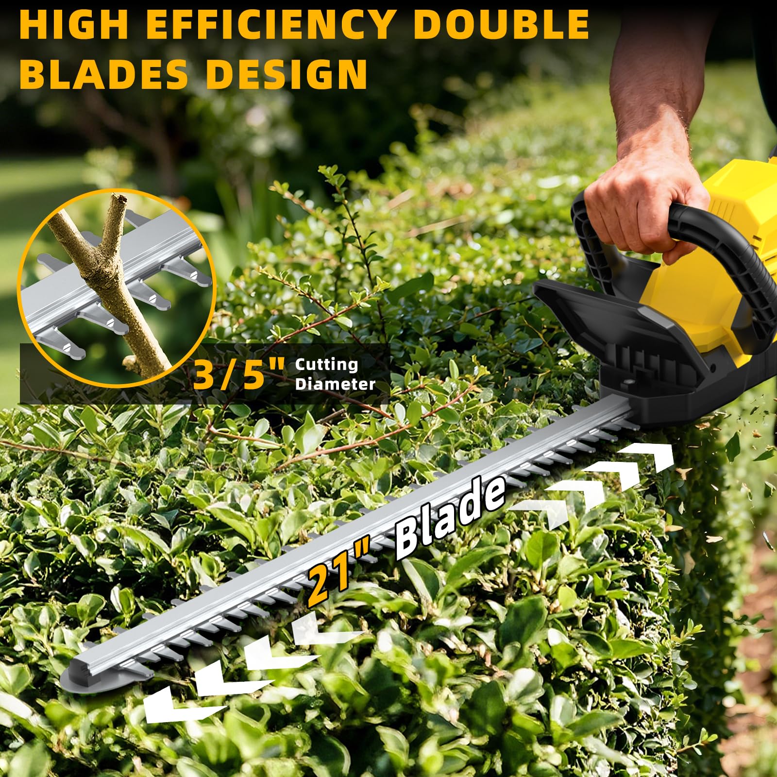 SundpeyPRO 21in dual-action blades deliver smoother cuts