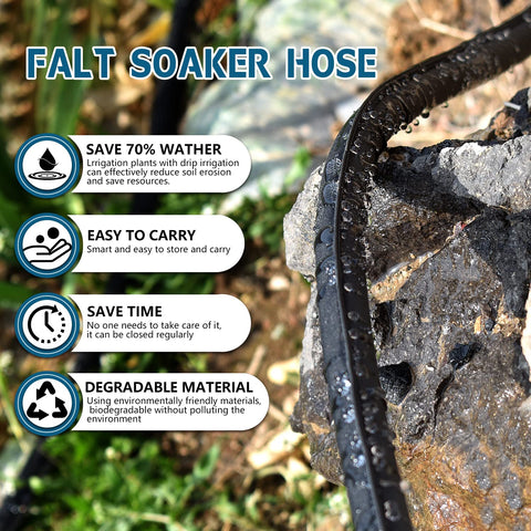 Suneed flat soaker hose cross-section demonstrates gradual moisture release.