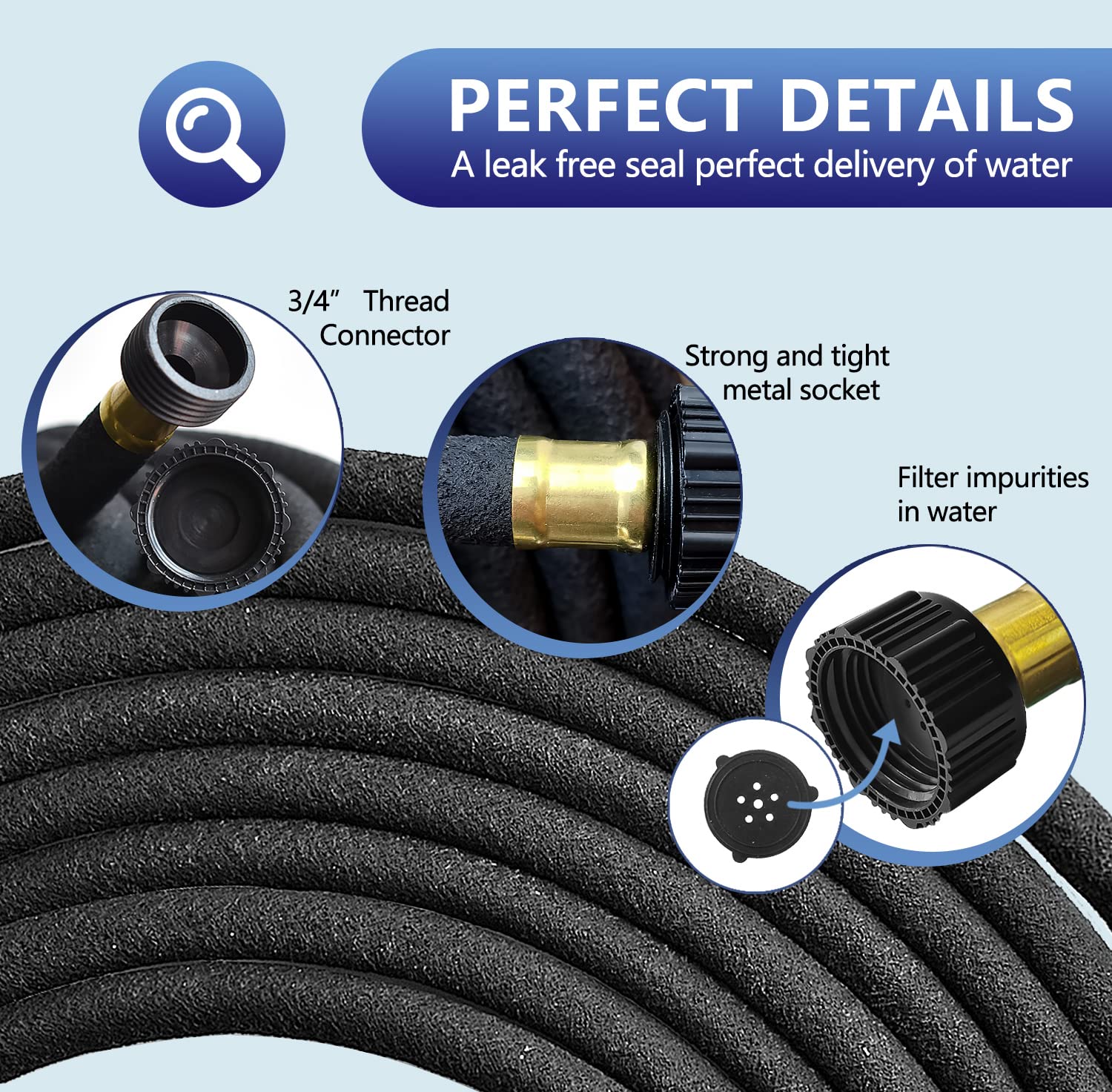 Suneed end-cap durability on hose reduces leaks during watering