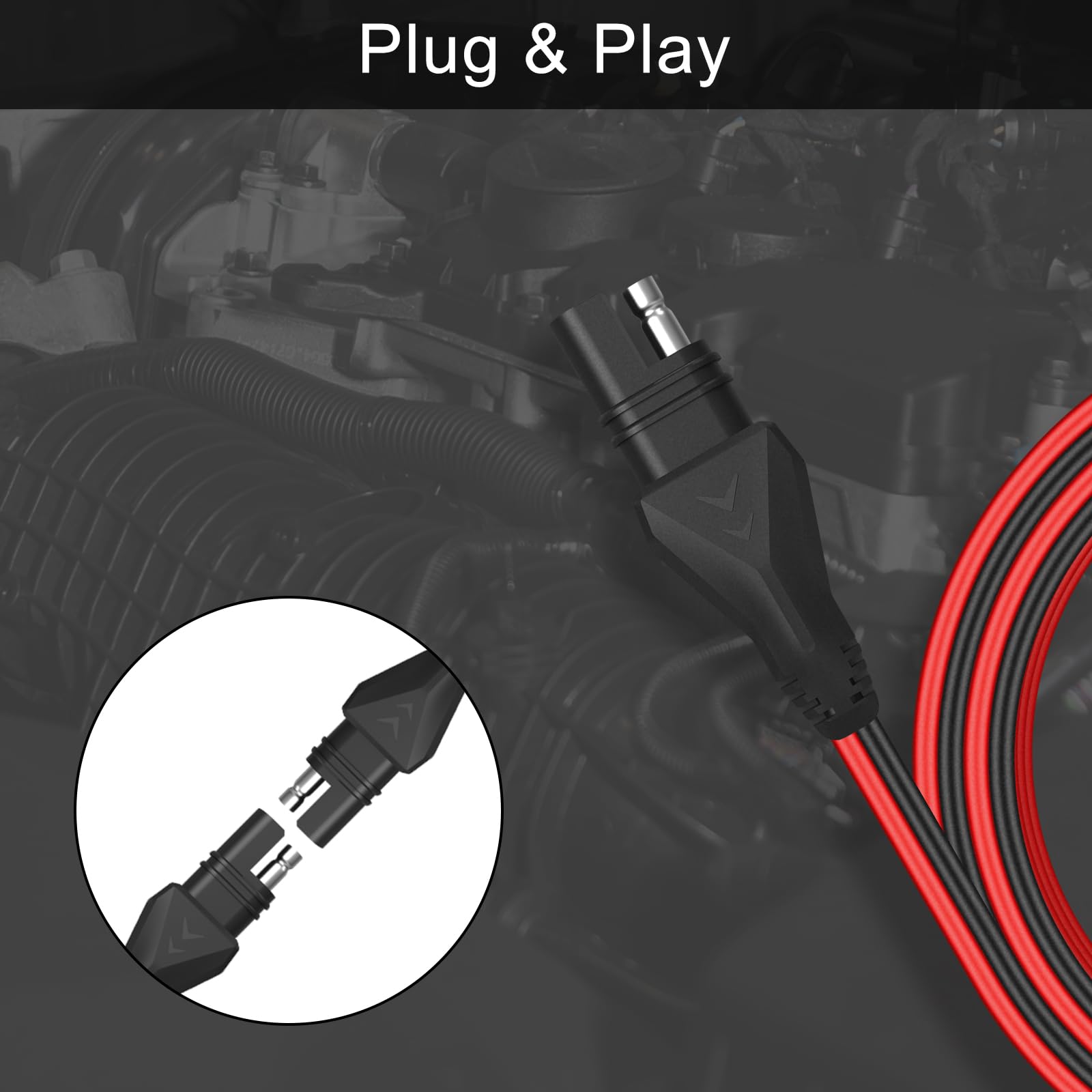 SUNER POWER ergonomic SAE plug enables quick and easy connection and disconnection.